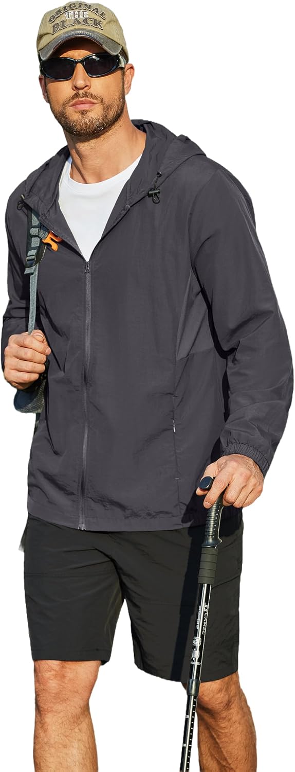 COOFANDY Men's UPF 50+ Sun Protection Hoodie Jacket Full Zip Light Long Sleeve Performance Fishing Shirts Hiking Outdoor