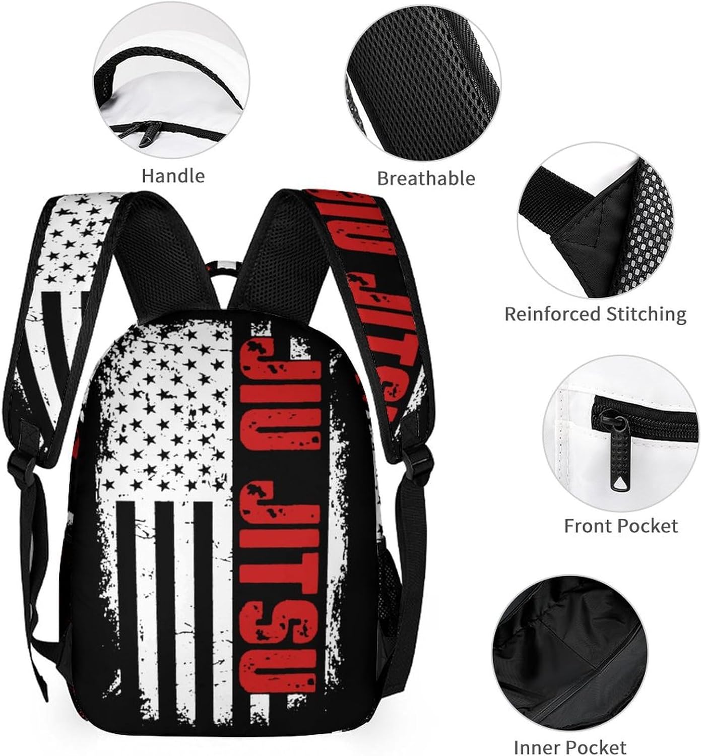 JIU-Jitsu Flag Travel Laptop Backpack Slim Dayback Durable Bag with Pocket Back Pack 15.6 Inch Notebook