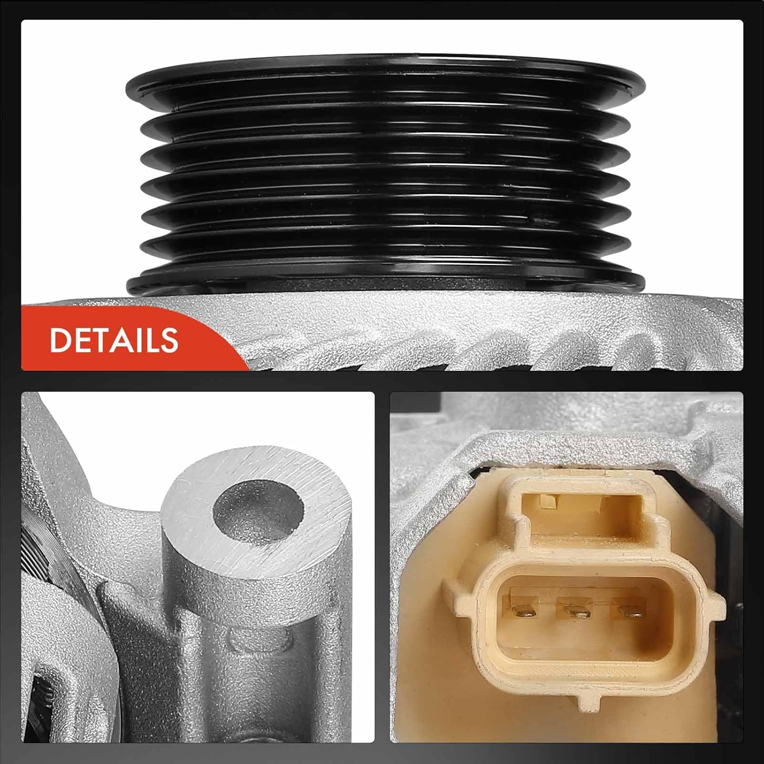 A-Premium Alternator Compatible with Ford Ranger 2010-2011 4.0L, 12V 105A 6-Groove Pulley Clockwise, Replace# A003TG6491, A003TG6491ZC