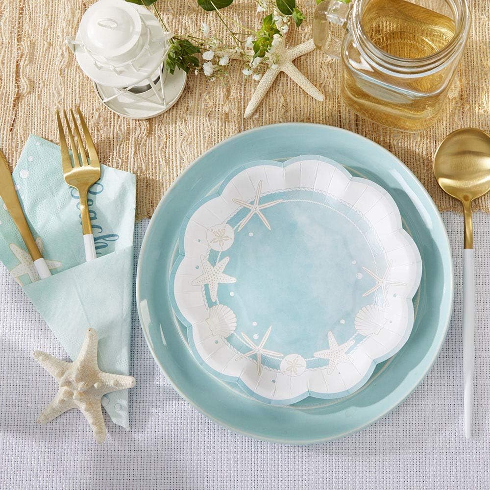 Kate Aspen Beach Party 7 in. Decorative Premium Paper Plates (350 GSM weight -Set of 16) - Perfect for Bridal Showers and Weddings image 3