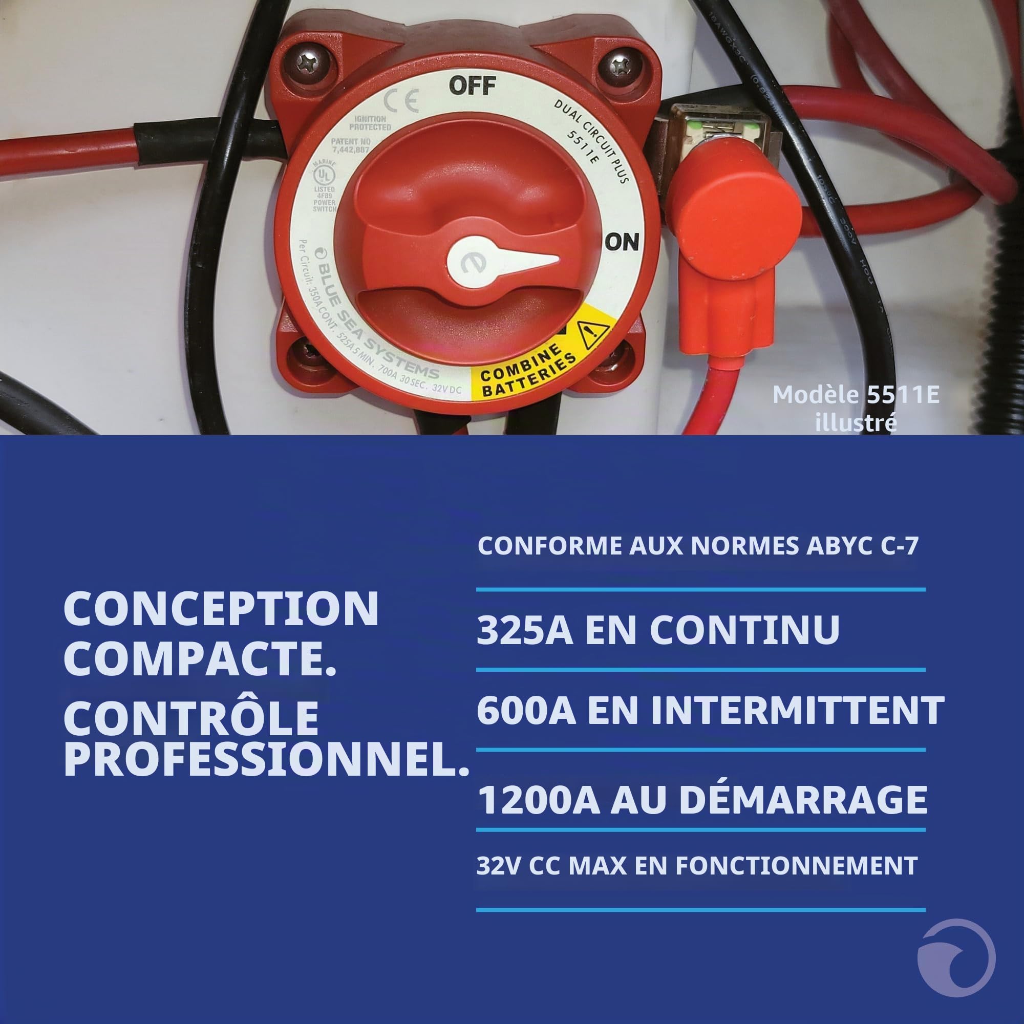 Blue Sea Systems 9001e Coupe Circuit, Sélecteur et Coupleur de Batteries