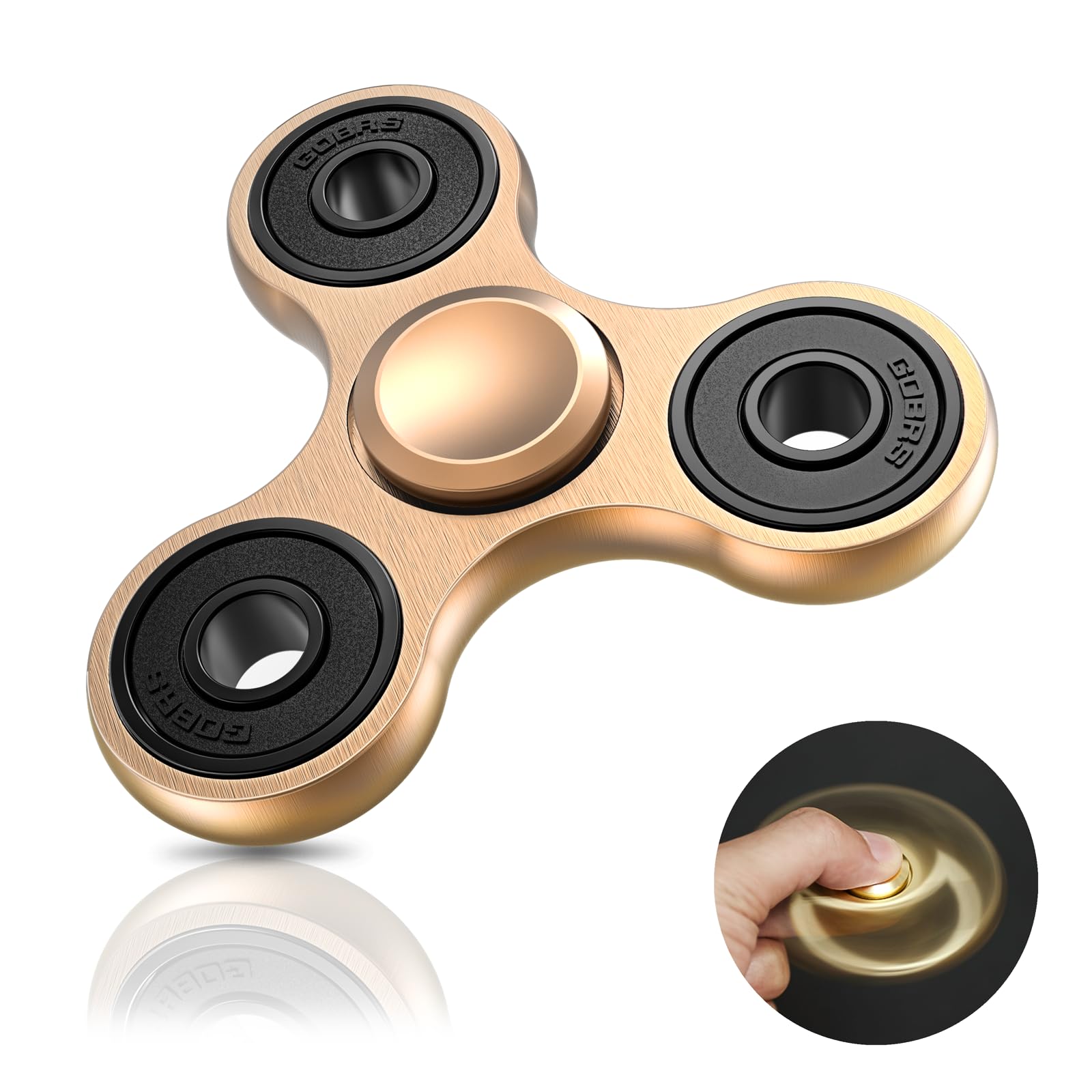 Coolden Fidget Spinner Metall Fidget Toys EDC Hand Spinner Hochwertig Schleuderzeit 2-5 Min Angst Anti Stress Spielzeug Geschenk für Kinder Erwachsene Edelstahl Finger Kreisel für Büro Schule Gold
