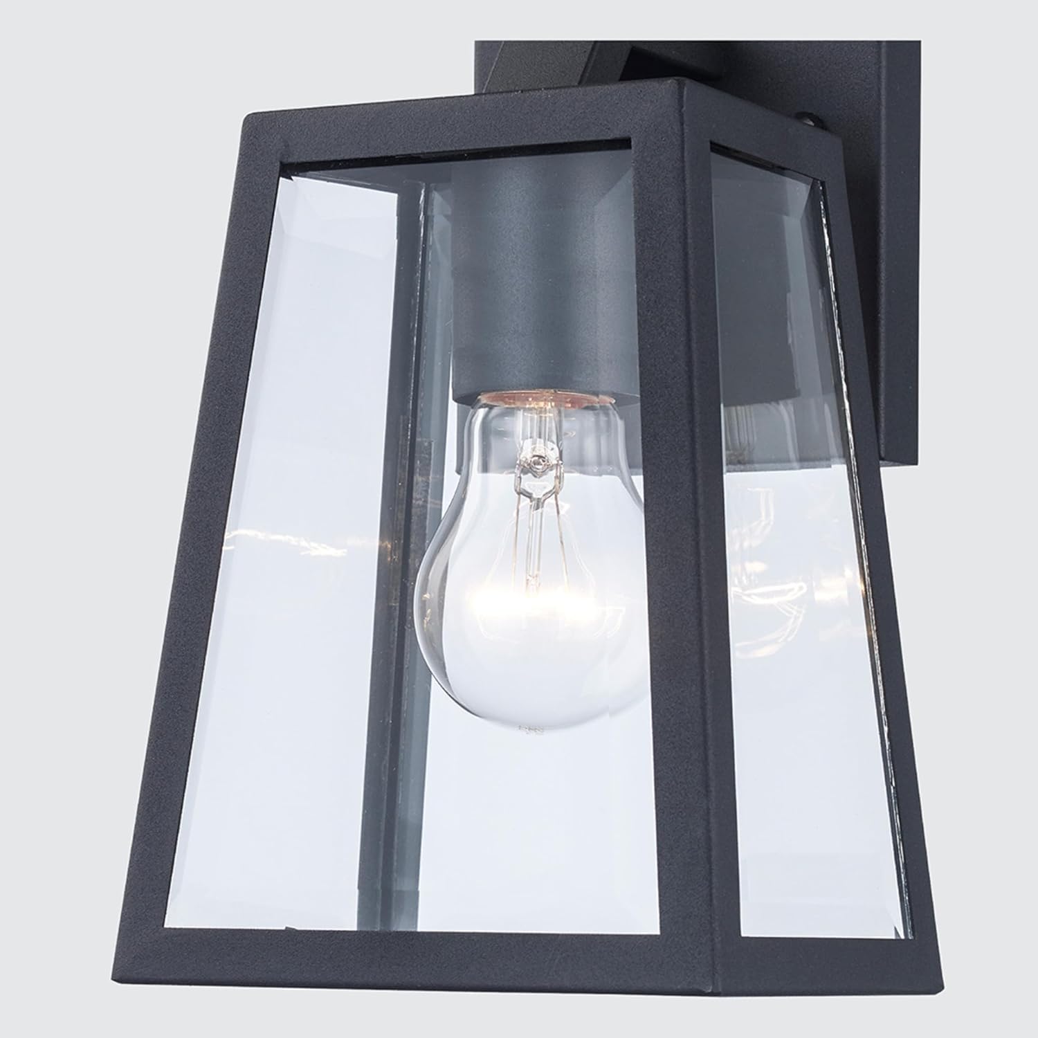 Charmelle 10-Inch Outdoor Wall Light | Black Exterior Sconce with Clear Glass | 1-Light Fixture | Uses E26 Medium Base Bulb | Wet Rated for Porch, Patio, Garage, or Entryway Lighting (10 Inch)