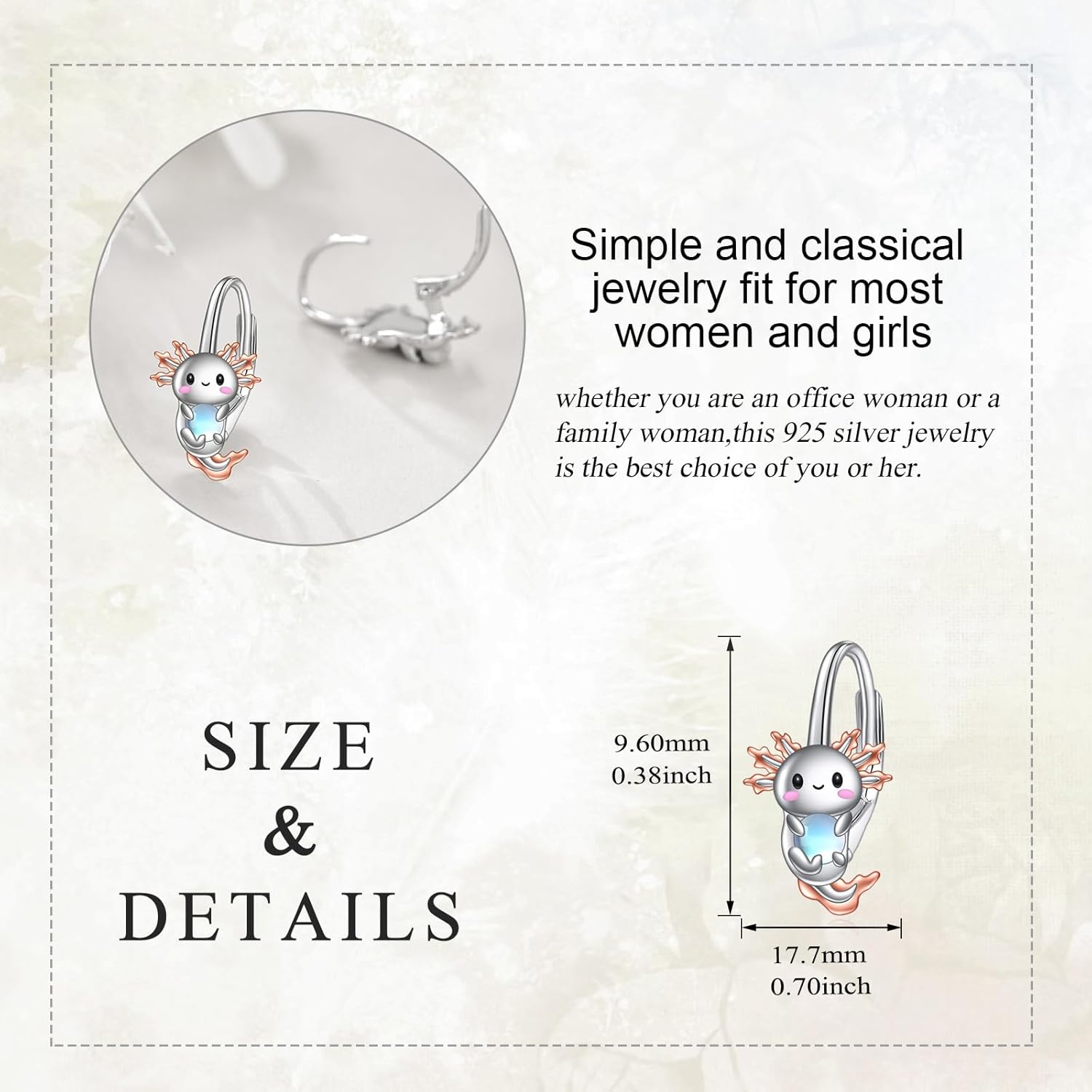 LUHE Sterling Silver Axolotl Dragonfly Penguin Fox Earrings for Women Cute Animal Hoop Earrings Jewelry Gift for Her