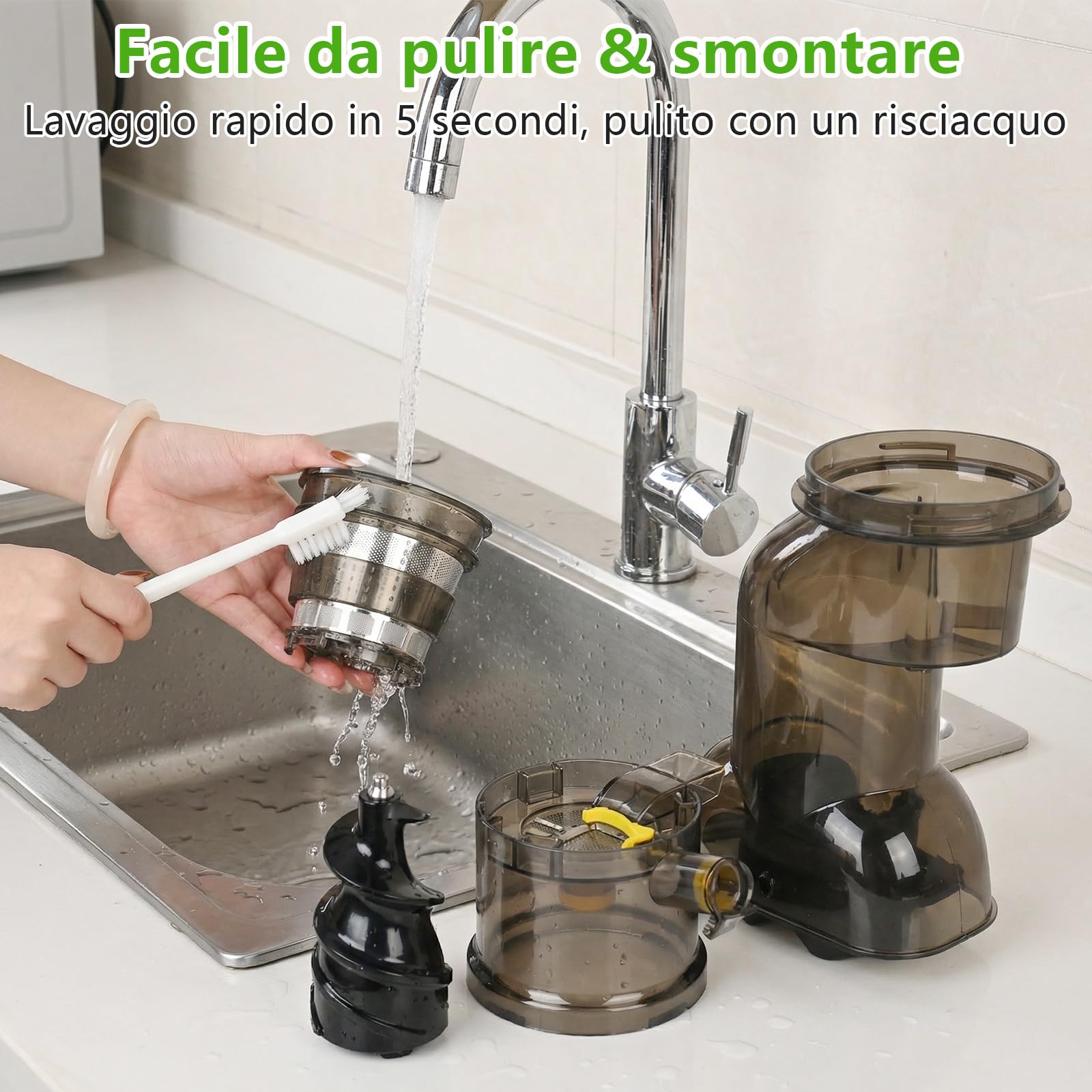 Estrattore Frutta e Verdura,Slow Juicer con Ampio Bocca da 98MM, Spremiagrumi Elettrico Professionale 500W con Funzione di Inversione,Tasso di estrazione fino al 98%, Estrattore di Succo