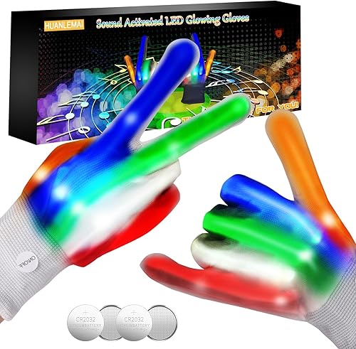 Miniatura 1 de Guantes brillantes activados por sonido 2023 con 5 colores7 modos, guantes con luz LED intermitente, juguetes divertidos para niños de 3, 4, 5, 6,