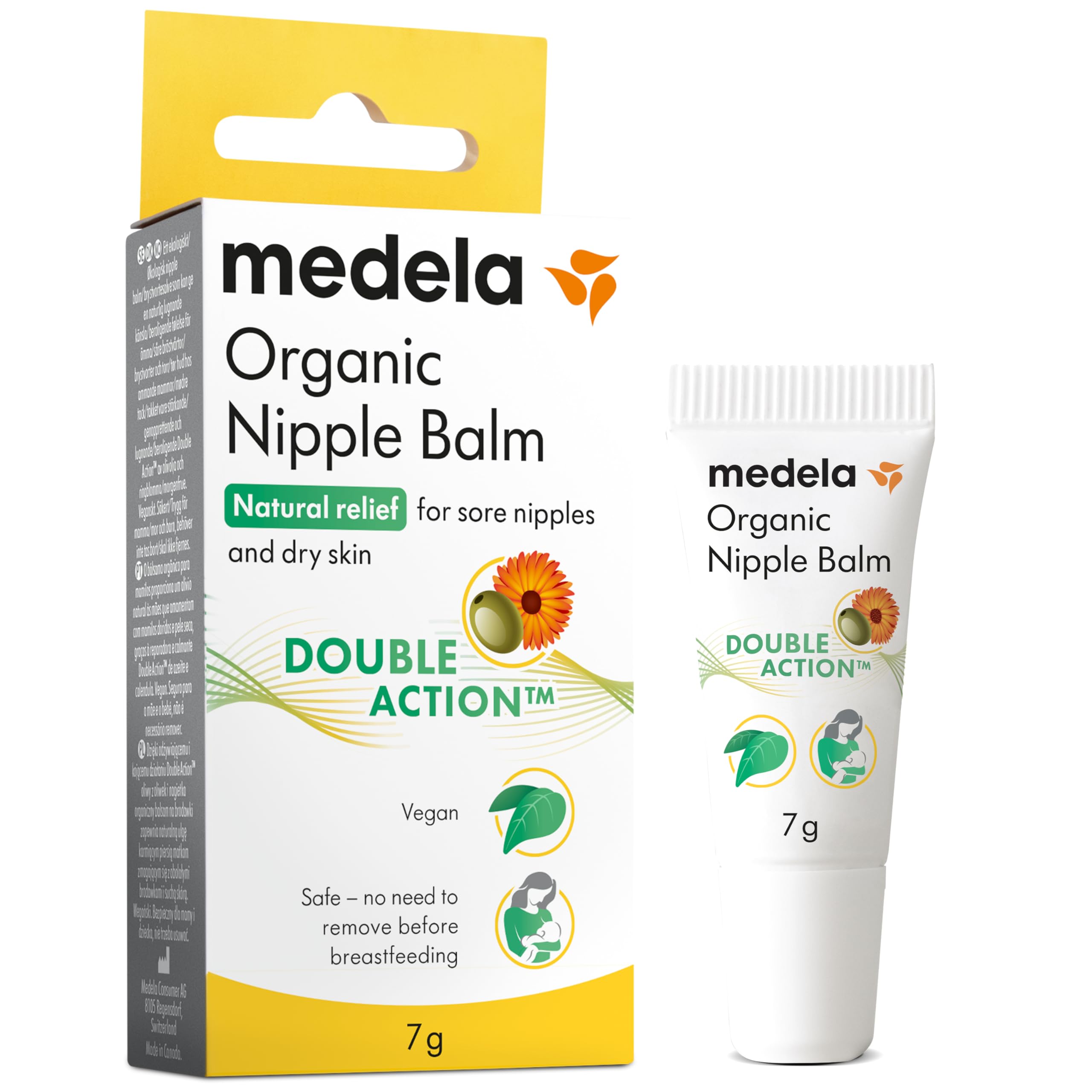 Medela Balsamo per capezzoli Organic e Vegan, Crema per Capezzoli Lenitiva e Nutriente per Mamme che Allattano, a Base di Ingredienti Naturali e Sicuri, Rapido Sollievo per Capezzoli Dolenti, 7 g