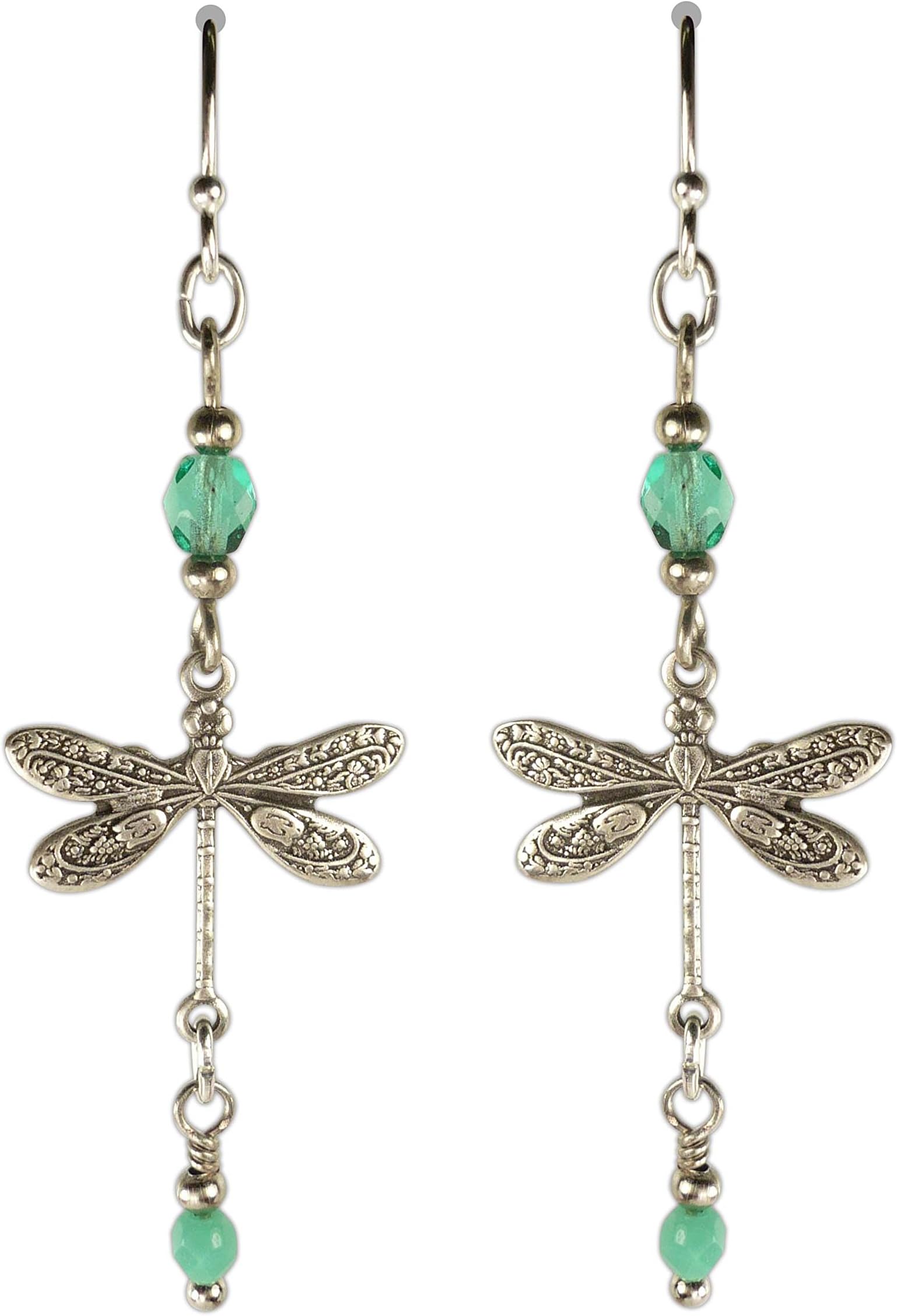 Cloud Cap Jewelry Blue Green Dragonfly Drop Earrings 50189ss