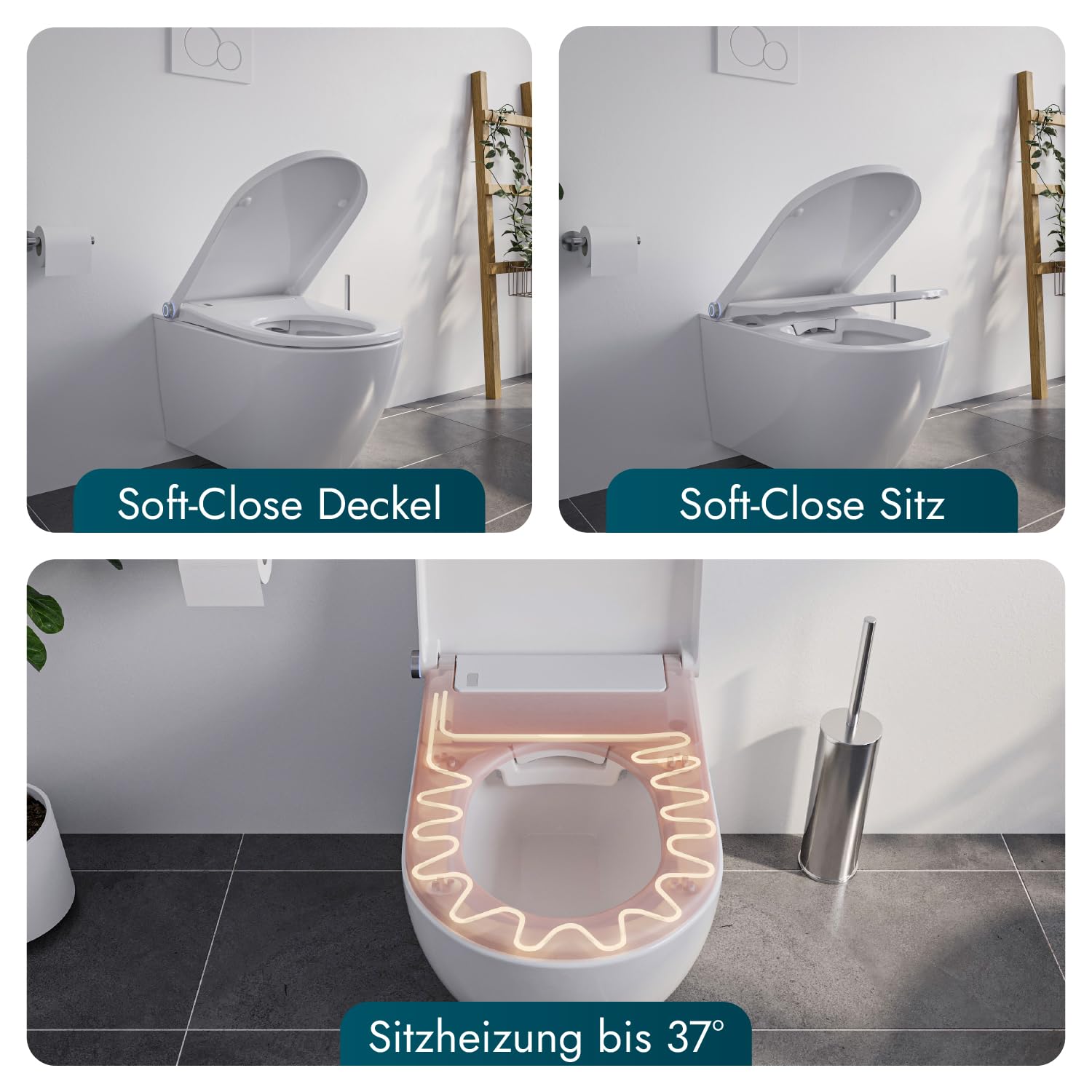 Bernstein Dusch-WC Premium 1102 Weiß - Smarte Technologie für Körperpflege und Hygiene, Fernbedienung, Sitzheizung, LED-Nachtlicht