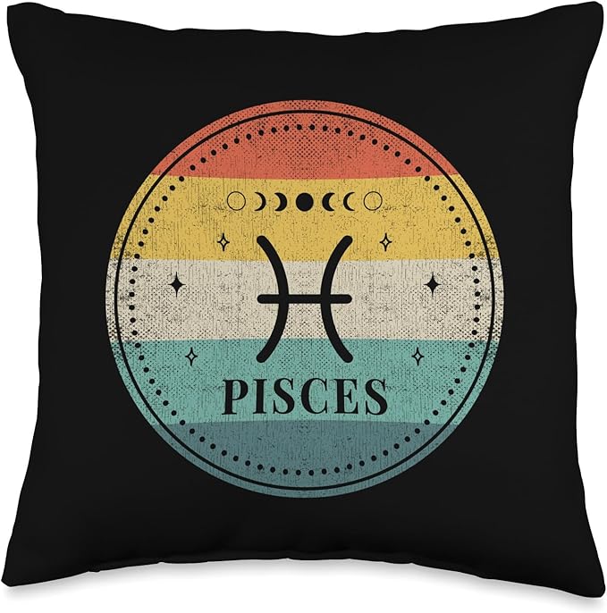 Retro Pisces Birthday Zodiac Sign Pisces Throw Pillow