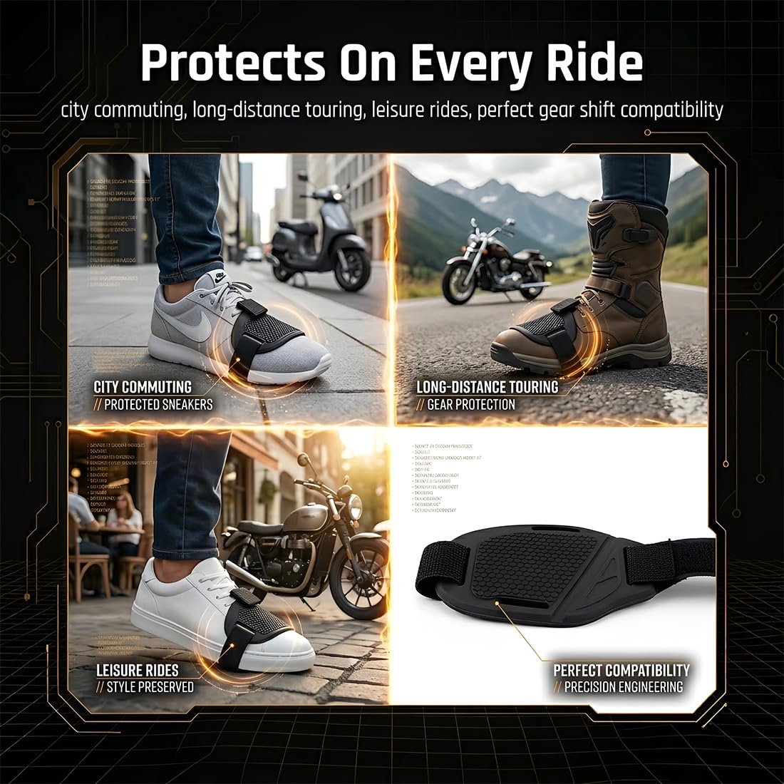 1 Pezzo Proteggi-scarpa da Moto, Copriscarpa Antiscivolo e Resistente all'Usura in PVC Regolabile, Accessorio Protettivo per Ciclismo - Nero, Ideale per Pendolari, Motociclisti Professionisti