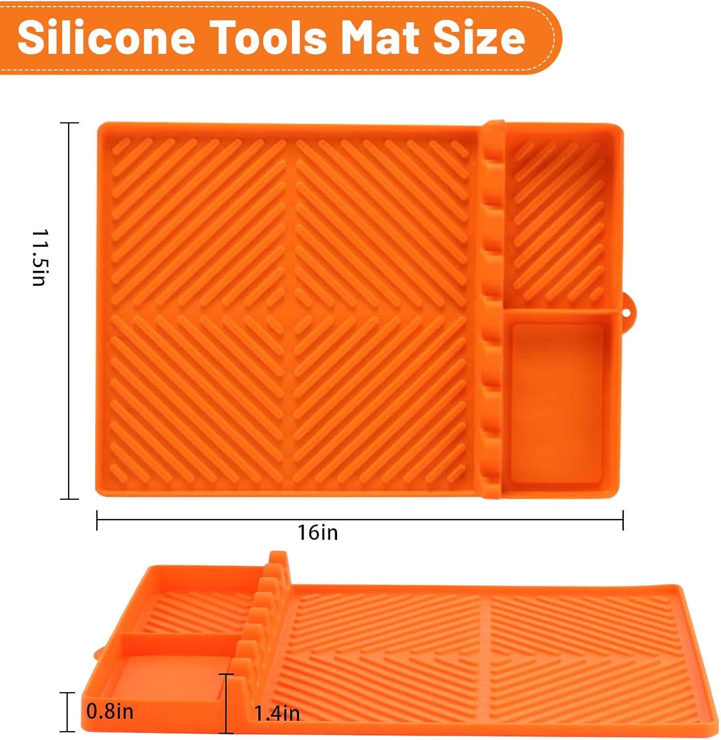 Silicone Grill Mat for Blackstone Griddle Cover 16" x 11.5", Heat Resistant Silicone Griddle Cover Spatula Mat with Drip Pad BBQ Utensils Holder for Blackstone Accessories for Griddle Tools BPA-Free