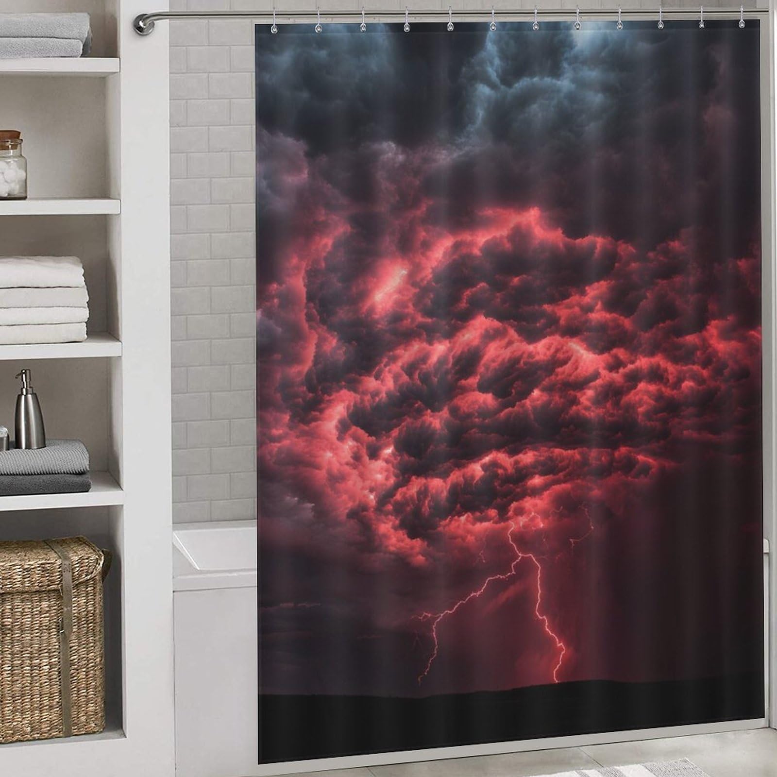 Rideau de douche en polyester de qualité supérieure motif art moderne rouge