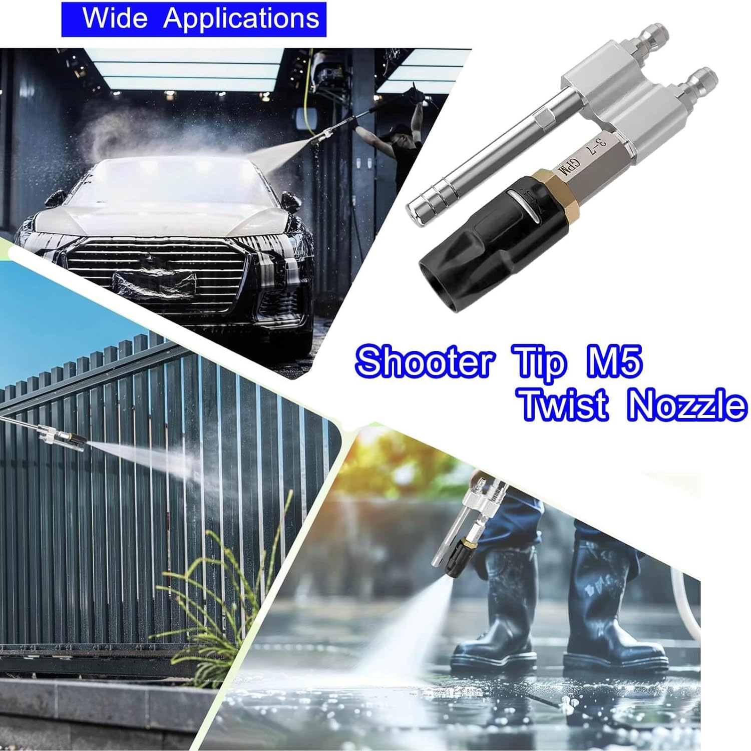 Shooter Tip M5 Twist Nozzle, Long Range Soap, M5 Twist Nozzle Fit for Pressure Washers from 1000 PSI to 6000 PSI，for 3-7 GPM