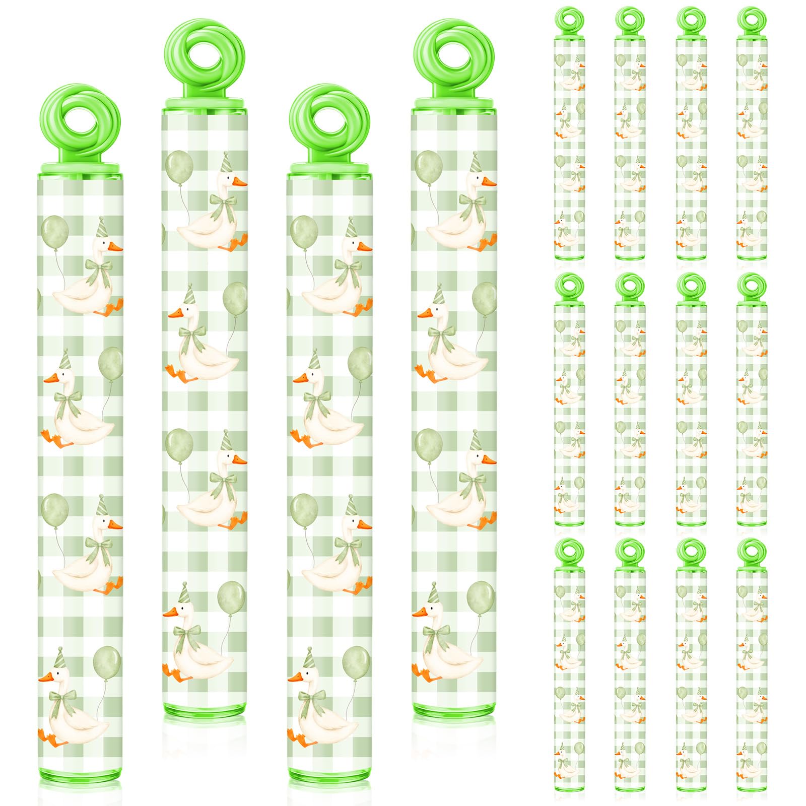 Rotatingpals 32 Pcs Green Checkered Goose Bubble Wands Bubbles Sage Green Goose Party Favors for Adult Summer Activity Birthday Gifts Carnival Goody Bag Stuffers Wedding Supplies