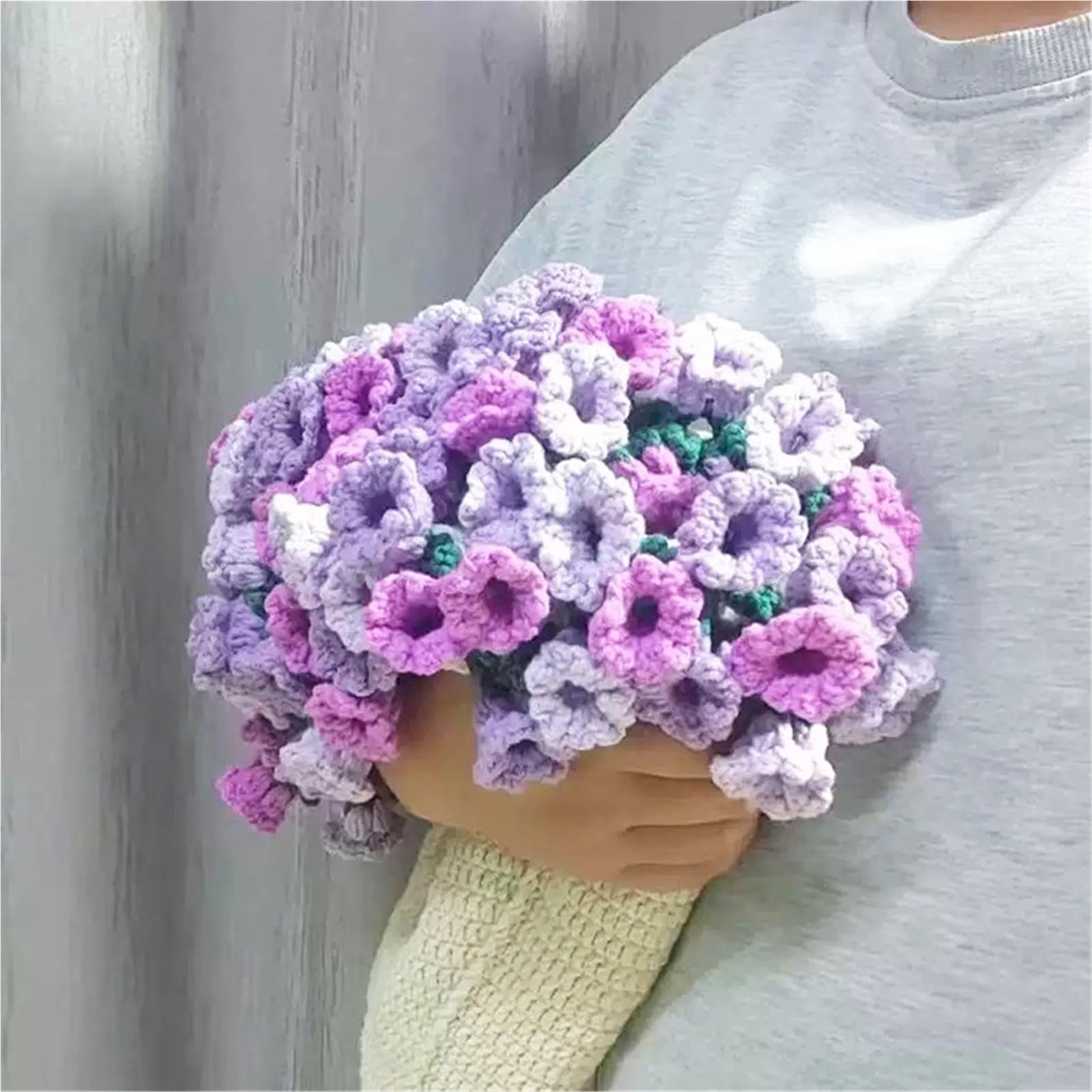 Amazon.co.jp: かぎ針編みの花束ブランケット、80cm ブルー完成品 DIY