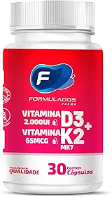 Vitamina D3 + K2 (MK-7) Suporte imunológico, função muscular e sistema cardiovascular 30 cápsulas