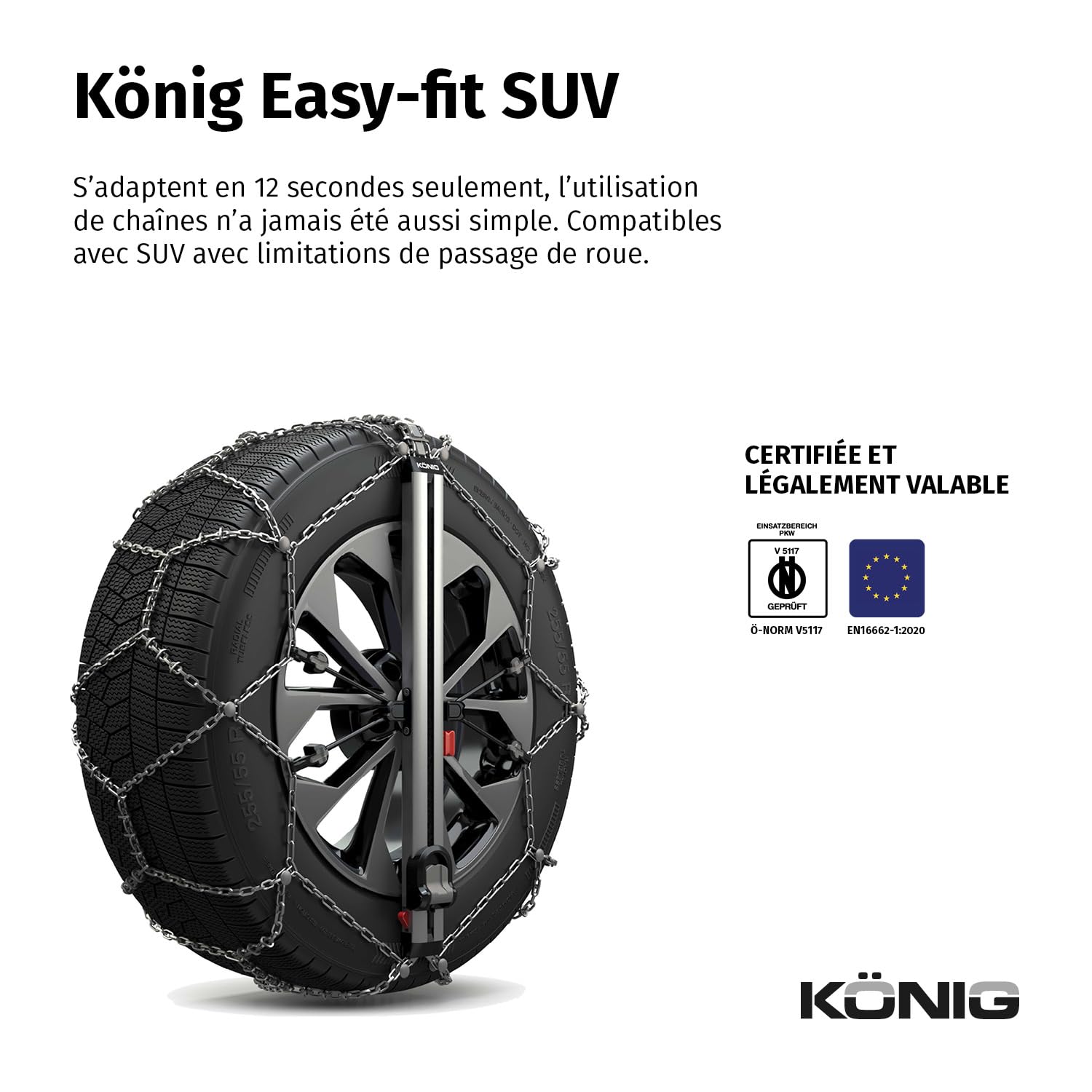 KÖNIG EASY-FIT SUV 247 - Chaînes à Neige, Set de 2