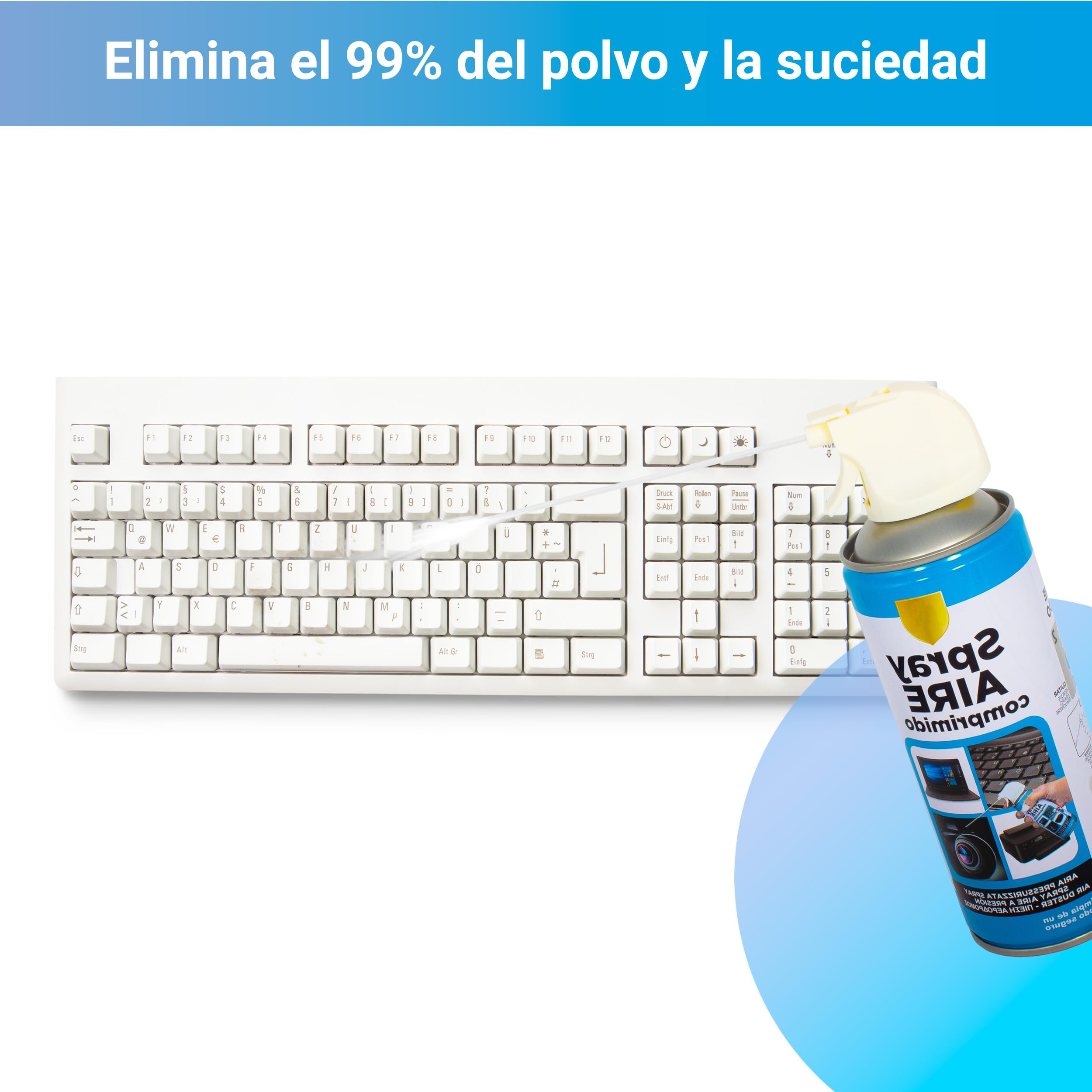 Spray de Aire Comprimido 400ml para Limpar Teclado, Ordenador, Cámara - Aire para Limpieza