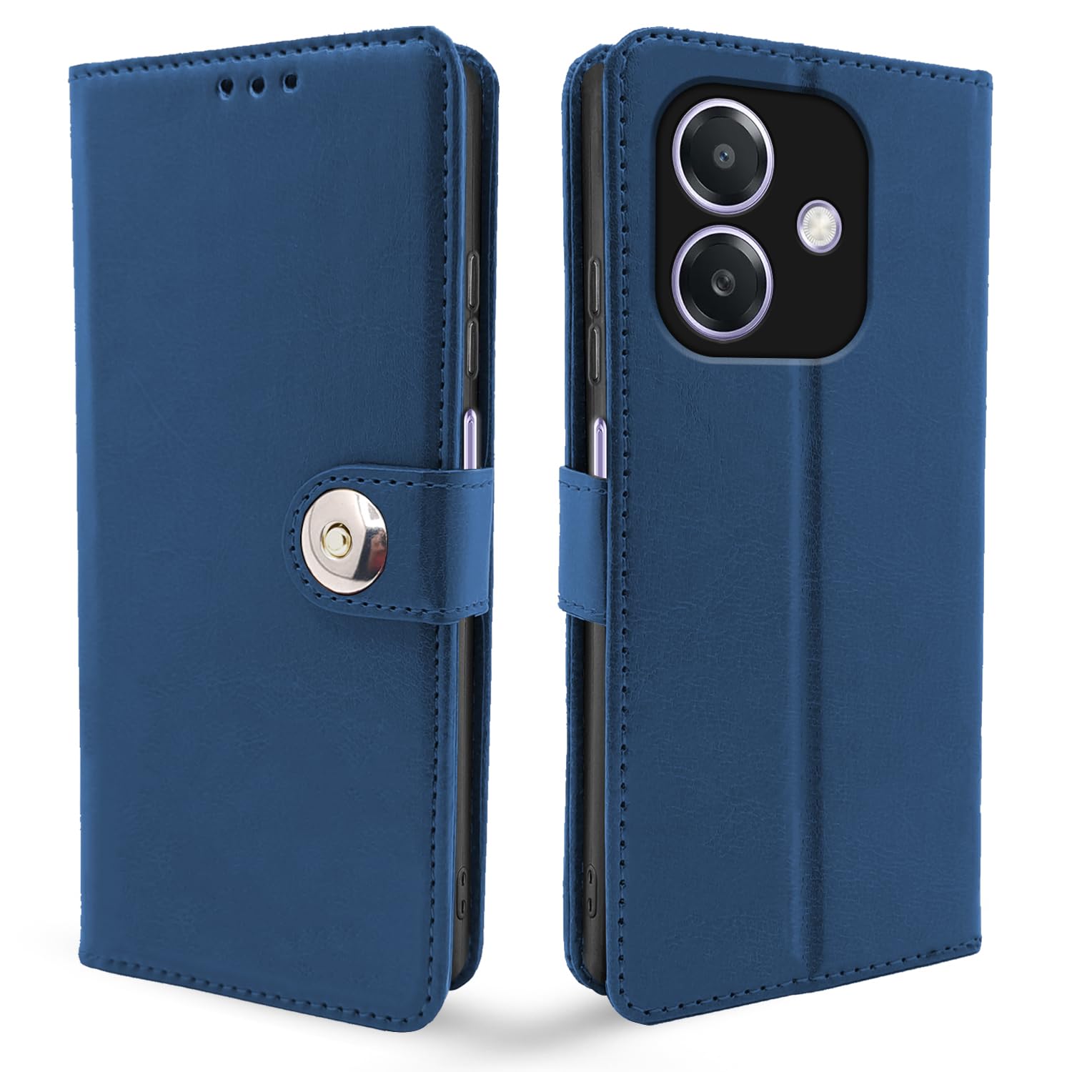 Pikkme Flip Cover Leather Finish | Inside TPU with Card Pockets | Wallet Stand and Shock Proof | Complete Protection Button Flip Case for Oppo A3x 5G (Blue) (B0DCNR1TCV) Amazon Price History, Amazon Price Tracker