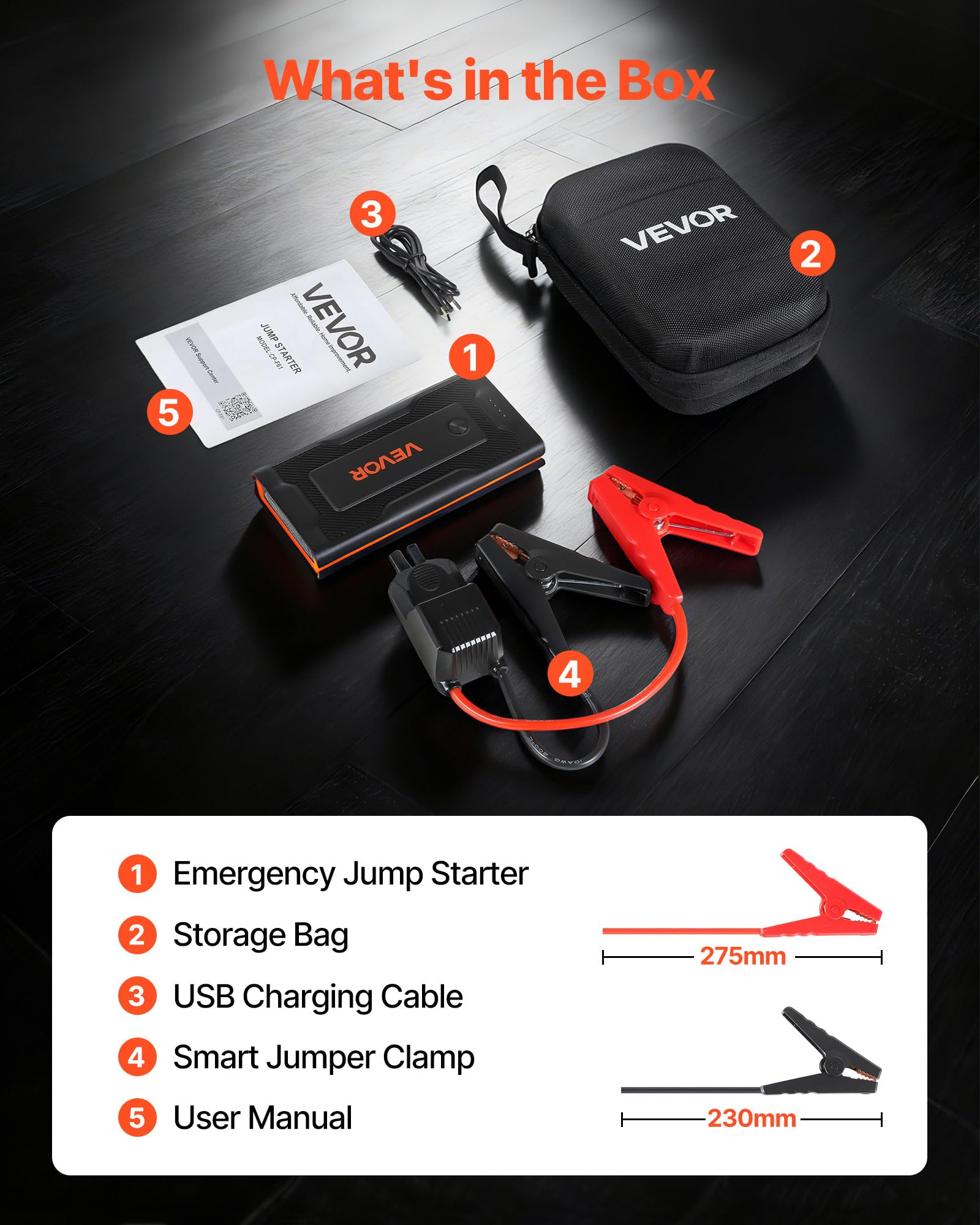 VEVOR Starthilfe Powerbank, Starthilfegerät 1000A Spitzenstrom mit LED-Taschenlampe & Kabel für Motor bis zu 5L Benzin/3L Diesel, Tragbarer Booster mit Schnellladung & Sicherheitsschutz für Notfall