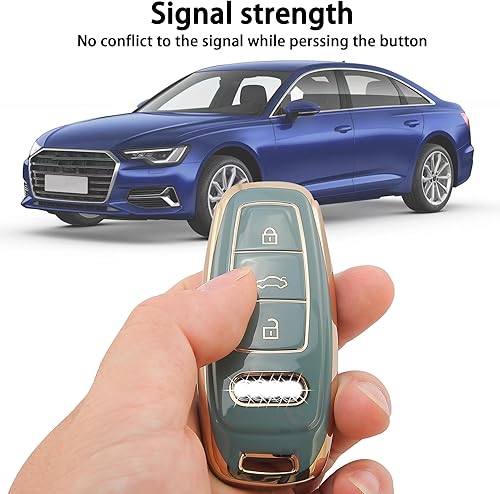 Miniatura 5 de Funda para llavero Audi, TPU suave, llaveros dorados, protector completo compatible con Audi A3 A6 A7 A8 E-Tron S3 S6 RS6 S7 RS7 Q7 SQ7 Q8 SQ8 Bule