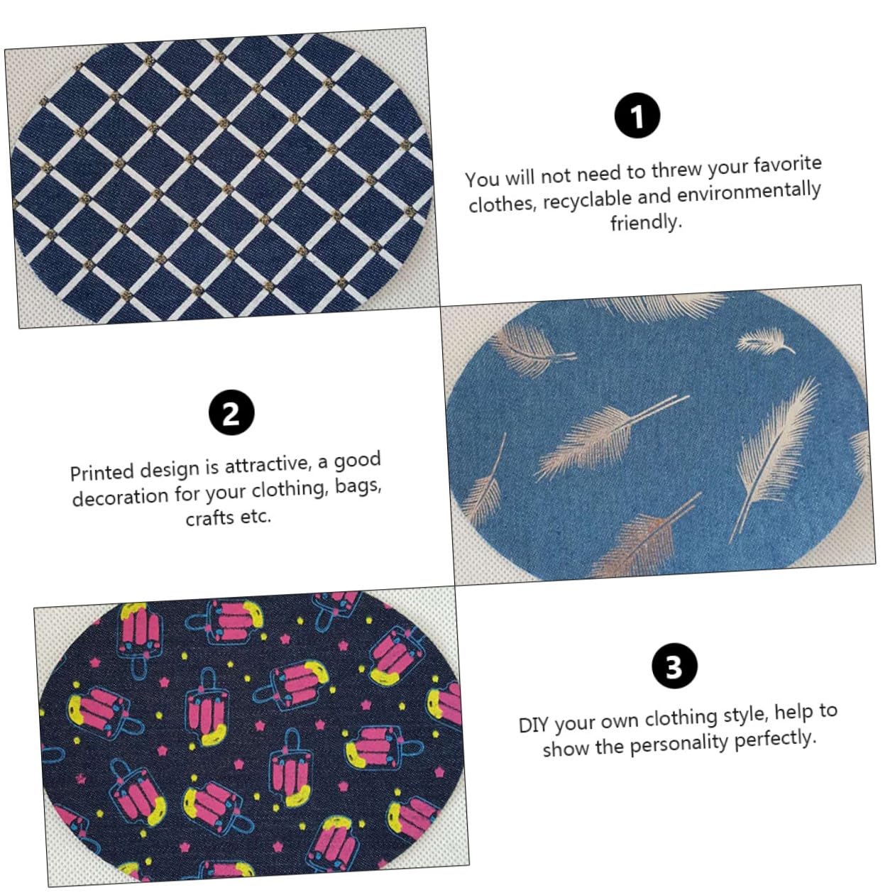 Operitacx 60stücke Diy Denim Applikationen Bedruckte Bügelflicken Für Jeans Und Kleidung Zufällige Farben Zum Dekorieren Und Reparieren Von Kleidung Taschen Und Mehr