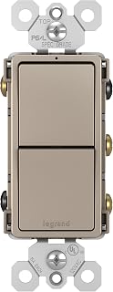 Legrand radiant RCD33NICC6 15 Amp Combination 2-in-1 Decorator Rocker Light Switch, Two 3-Way Switches, Nickel (1 Count)