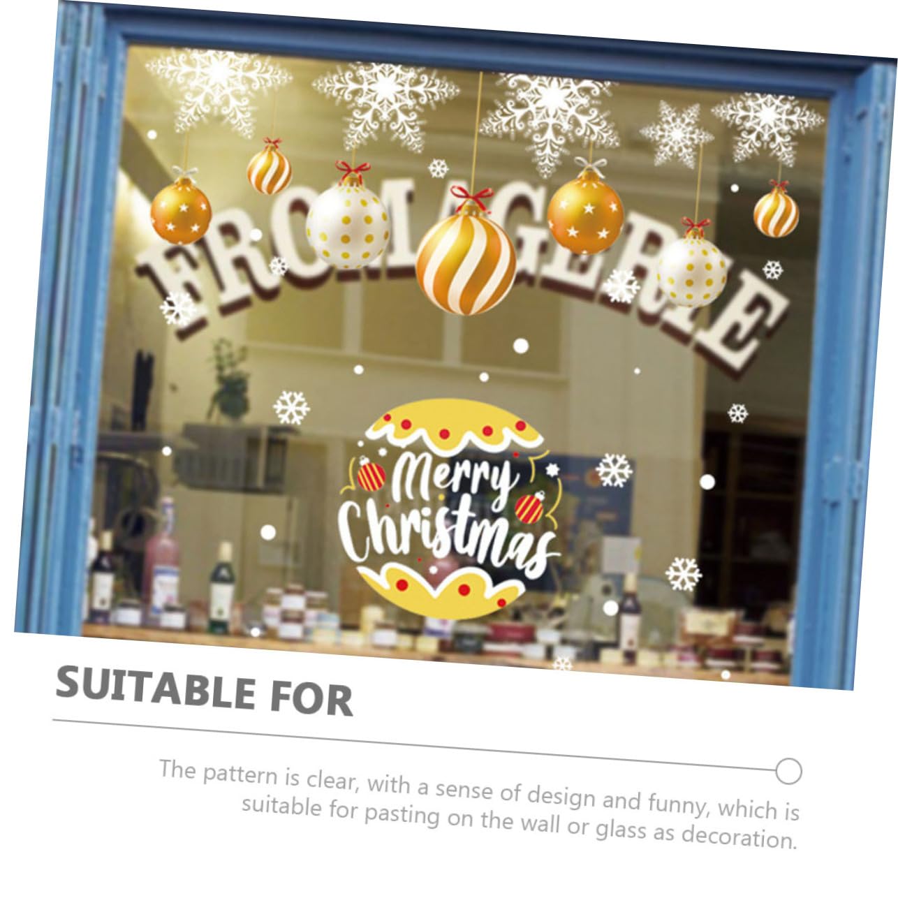 TOPBATHY 5 Blätter Statische Weihnachtsaufkleber Weihnachtskugel Fenster Haftet Weihnachtstüraufkleber Fensterschneeflocken Aufkleben Winterliche Fensterfolie Weihnachtsfensteraufkleber Pvc