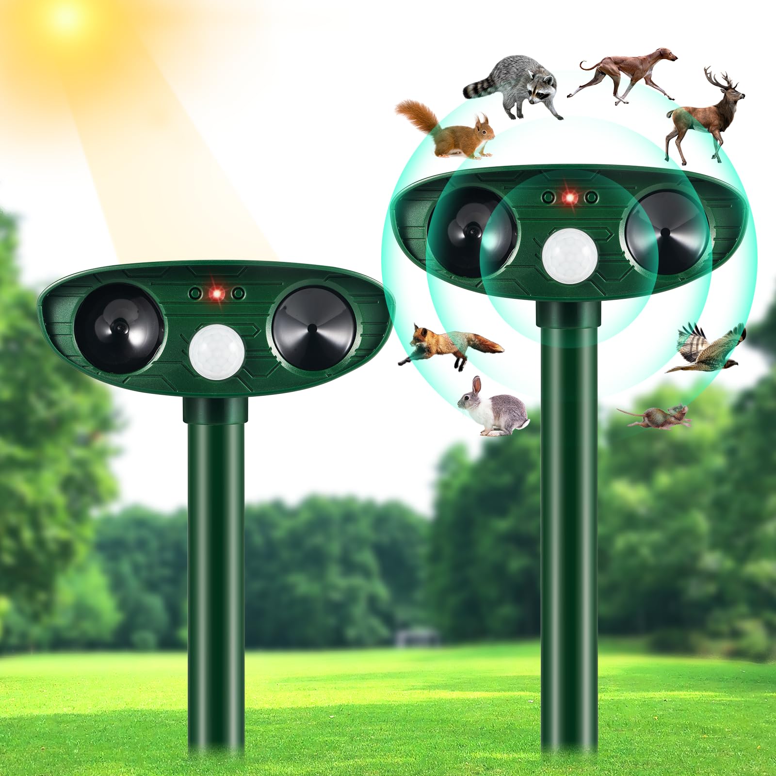 2024 Upgraded Animal Repellent Outdoor Raccoon Repellent Ultrasonic Cat ...