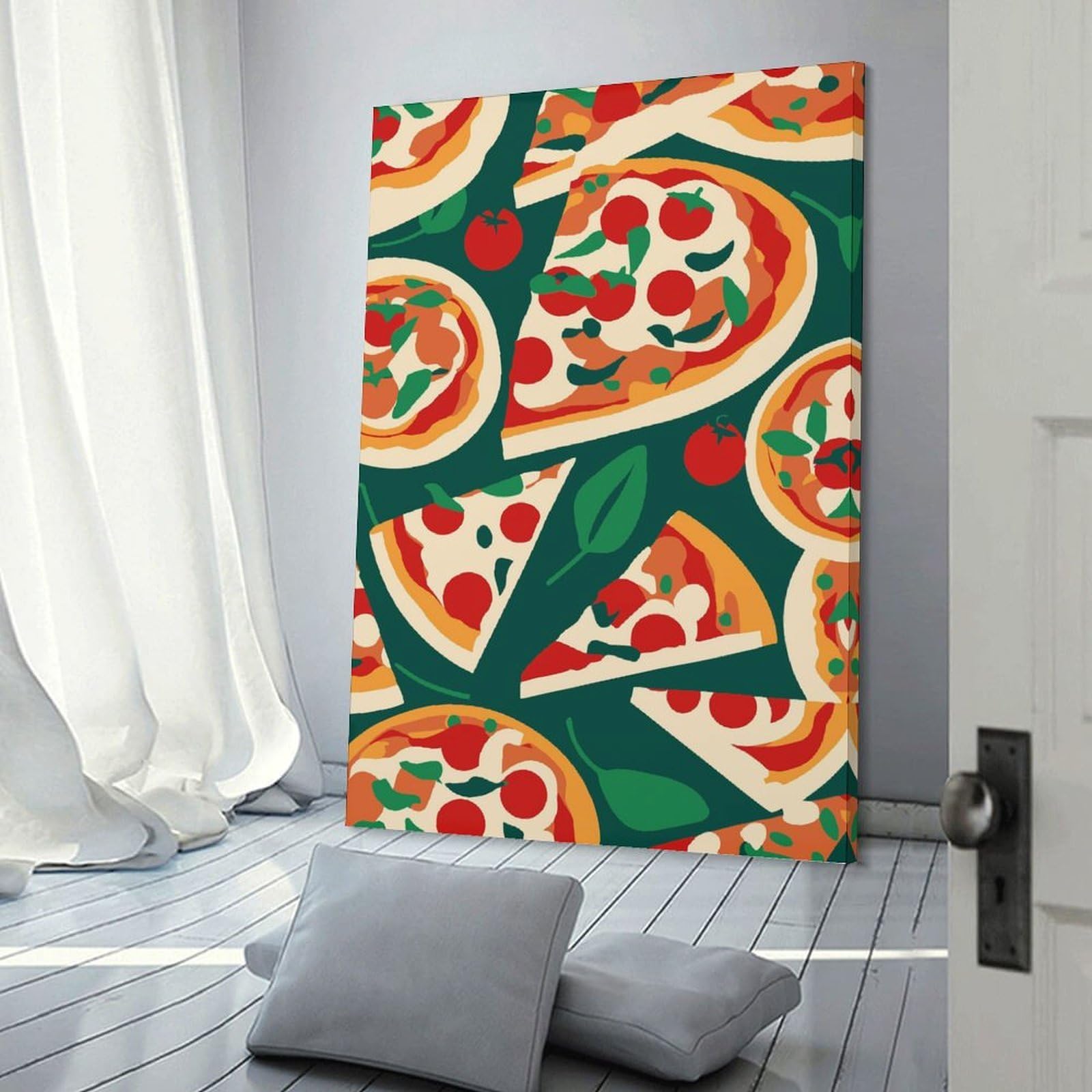 Junmoney Pizza Lovers Wall Decor Canvas Print, 24x36inch(60x90cm), for Living Room, Bedroom Or Home Office, Home Decor Gift with Stylish Appeal