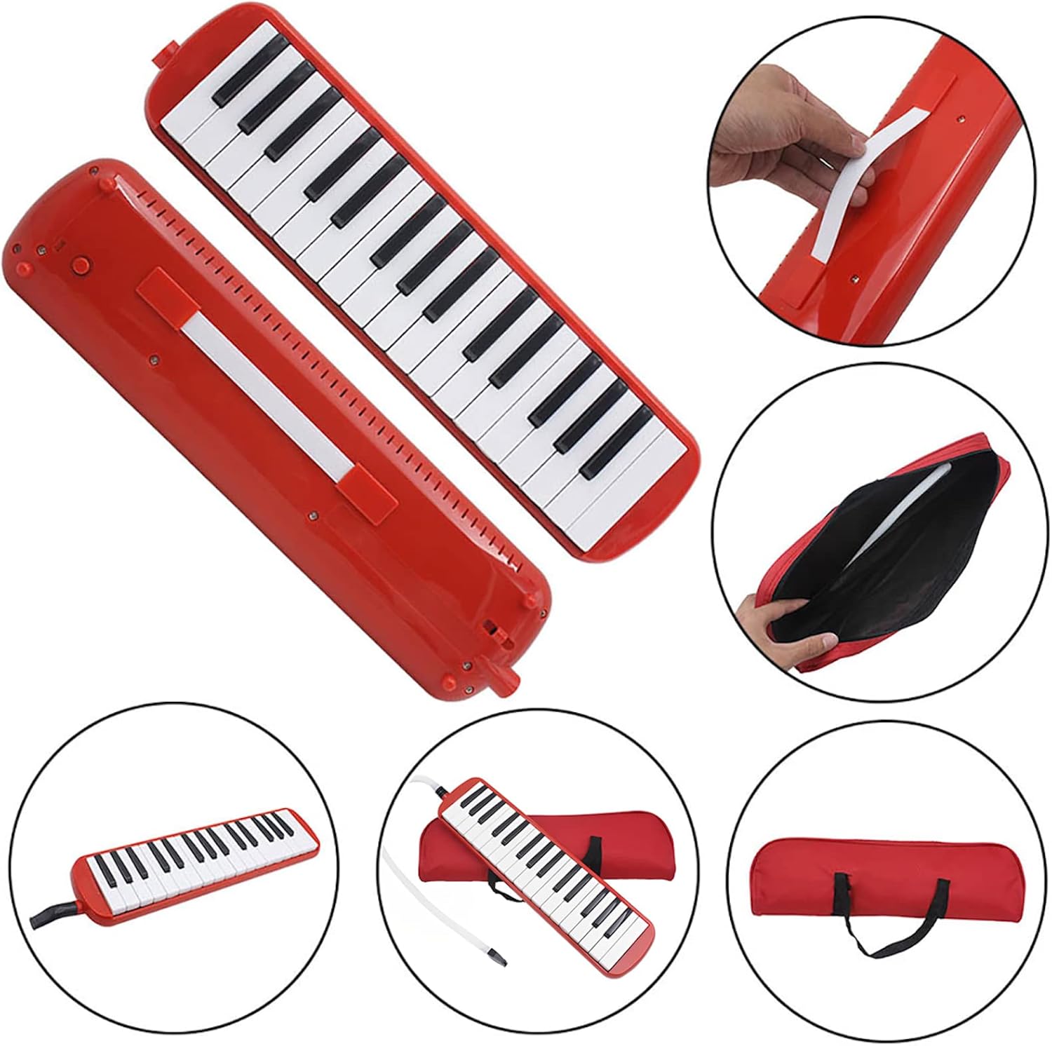 Melodica 32 Key Pianica Portable with Carrying Bag Short and Long Mouthpieces for Beginners Kids Gift