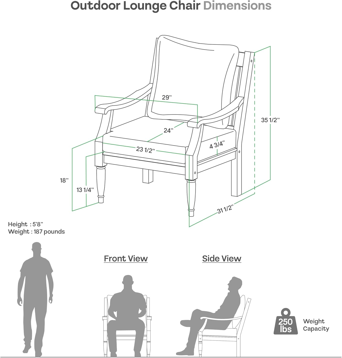 Cambridge Casual Venice Teak Wood Patio Bistro Set of 3 with Beige Cushion, Indonesian Teak Wood, Weather-Resistant Patio Furniture Set of 3, Club Chair Set of 2 with Side Table