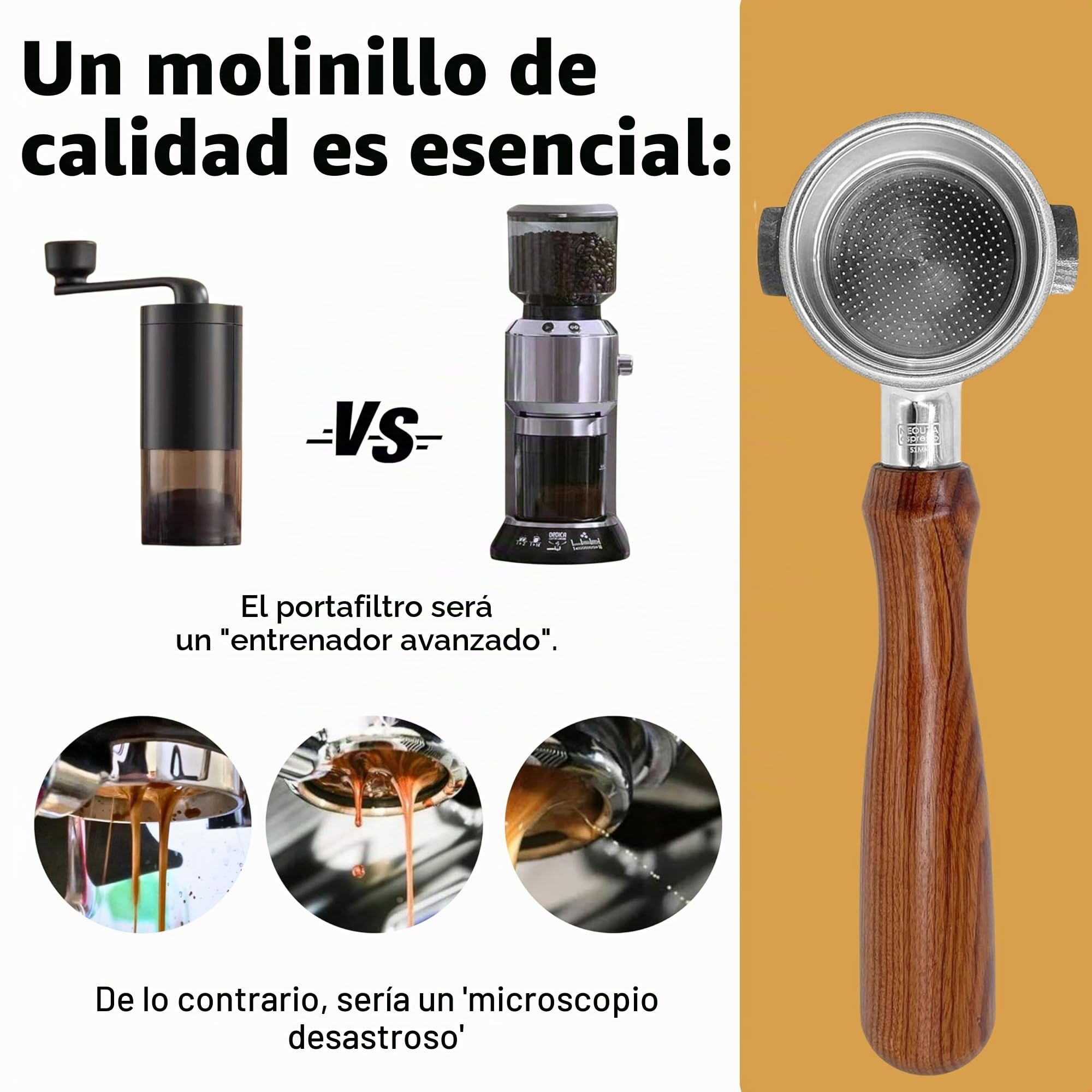 NEOUZA Portafiltro espresso de 58 mm compatible con cafetera E61, cesta no presurizada, boquilla única, herramienta de extracción de cestas