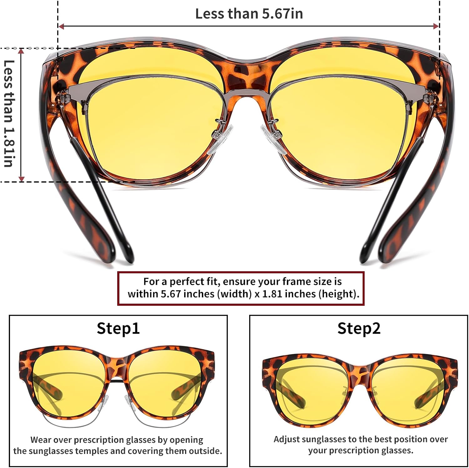 HAOLOTA Night Vision Driving Glasses Women Fit Over Glasses, Anti Glare Polarized Nighttime Yellow Lens - Image 4