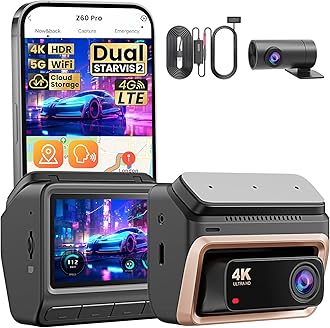 DDPAI 4K Dash Cam Front and Rear Z60 Pro, Dual STARVIS 2 IMX678 Dashcam with OBD Hardwire Kit Set