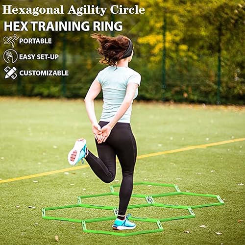 Miniatura 7 de CZ-XING Anillo de agilidad hexagonal de entrenamiento, anillo circular de velocidad, escalera de agilidad, anillo de entrenamiento físico,