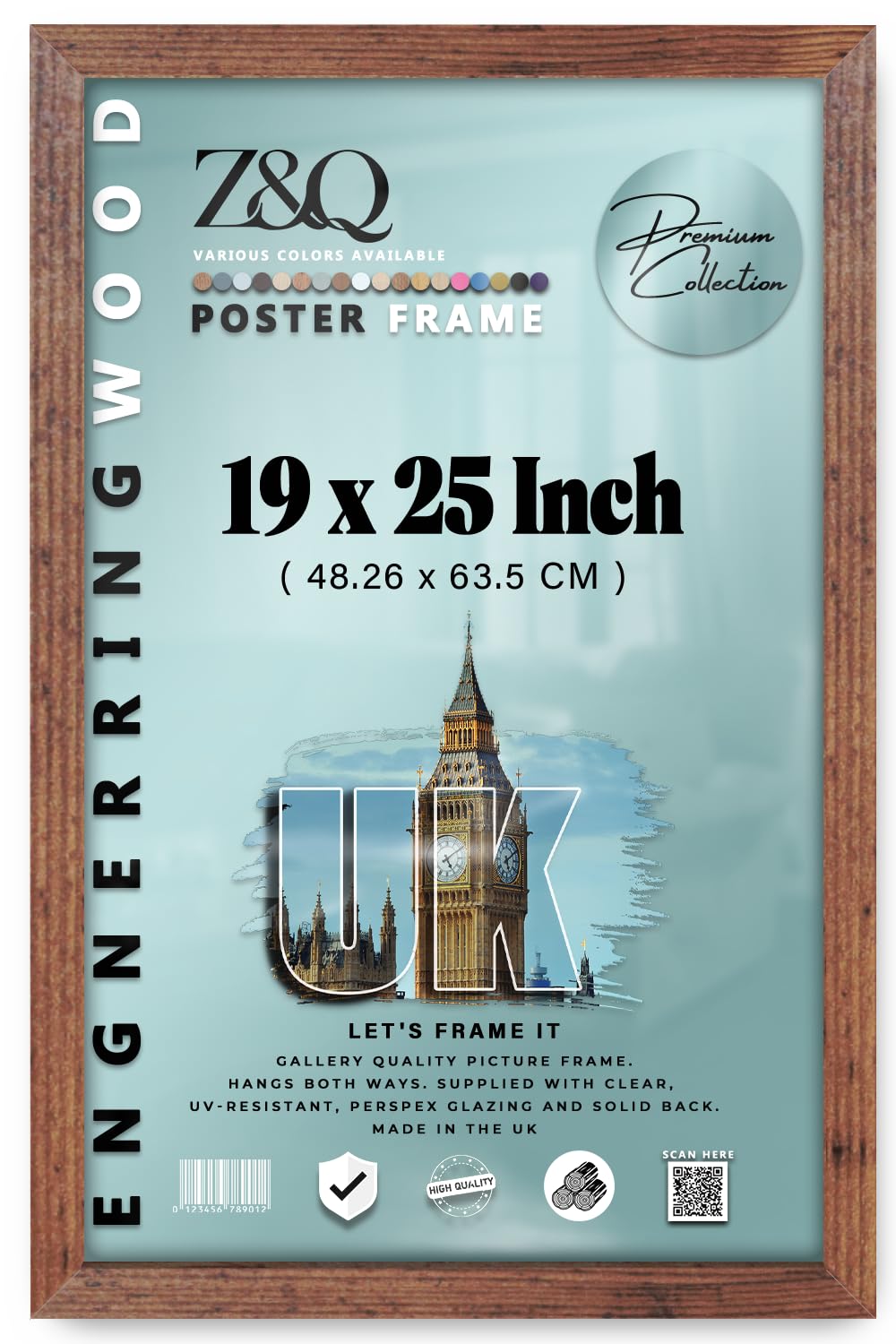 Z&Q - Classic White MDF Wood Finish 19 x 25 Inch Poster/Picture Frame | Great for Posters (48.26 x 63.5 CM) Wall Décor [ Rustic ]