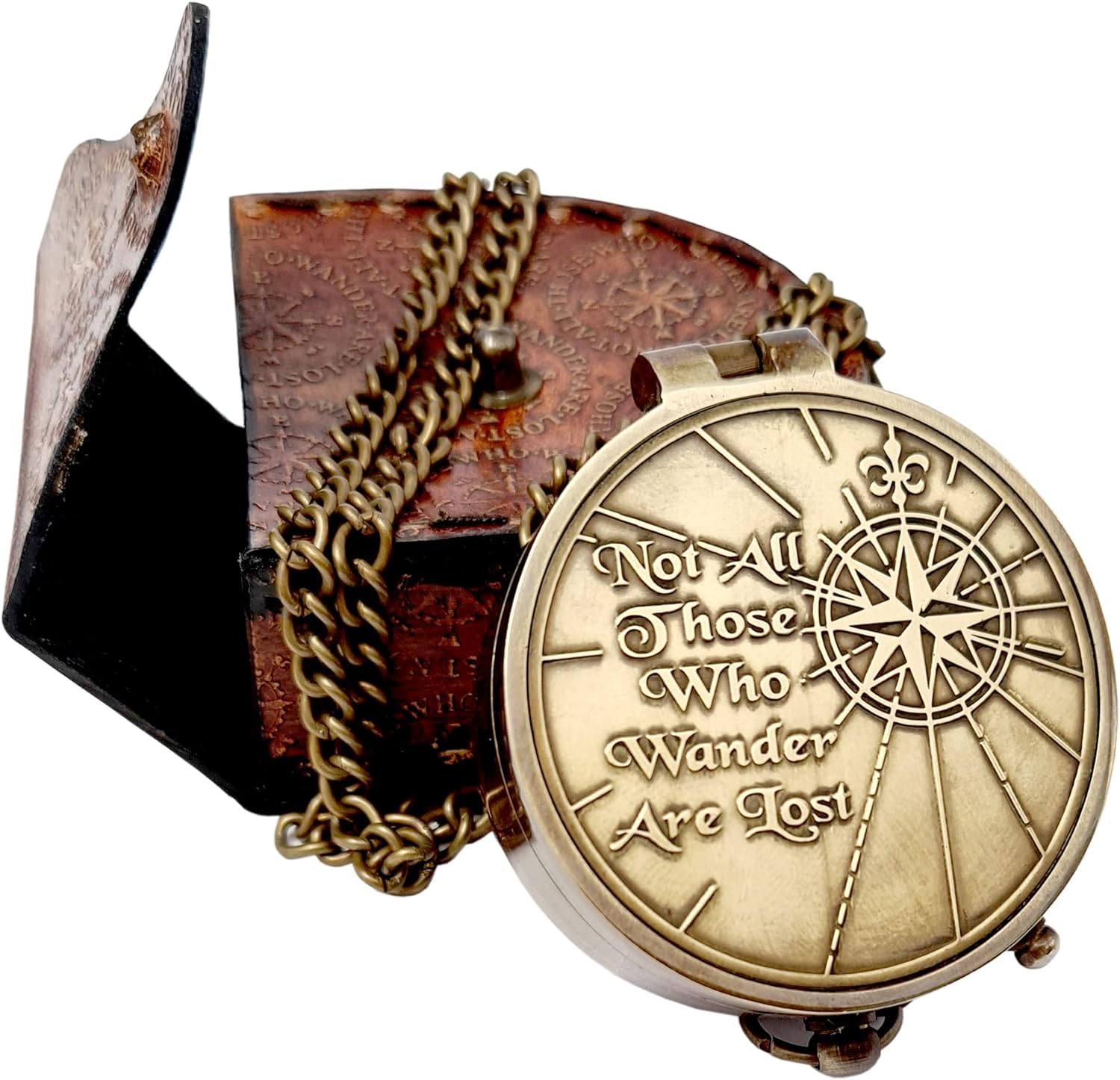 Nautical Brass Compass with Leather Case | Maritime Navigation Pocket Compass | Not All Those Compass | Ideal for Sailors, Travel, Hiking & Campaign-picture-13
