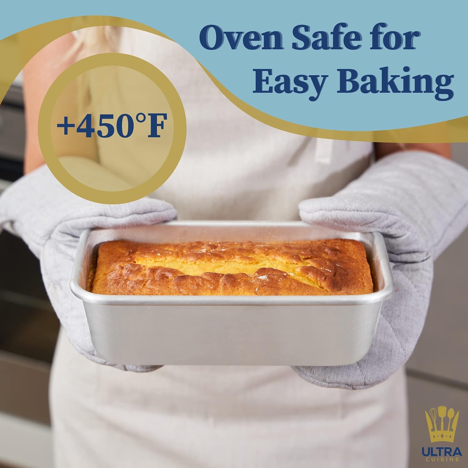 Ultra Cuisine Aluminum Loaf Pan for Baking Bread - 9.5x5 inch Loaf Pan, 1lb