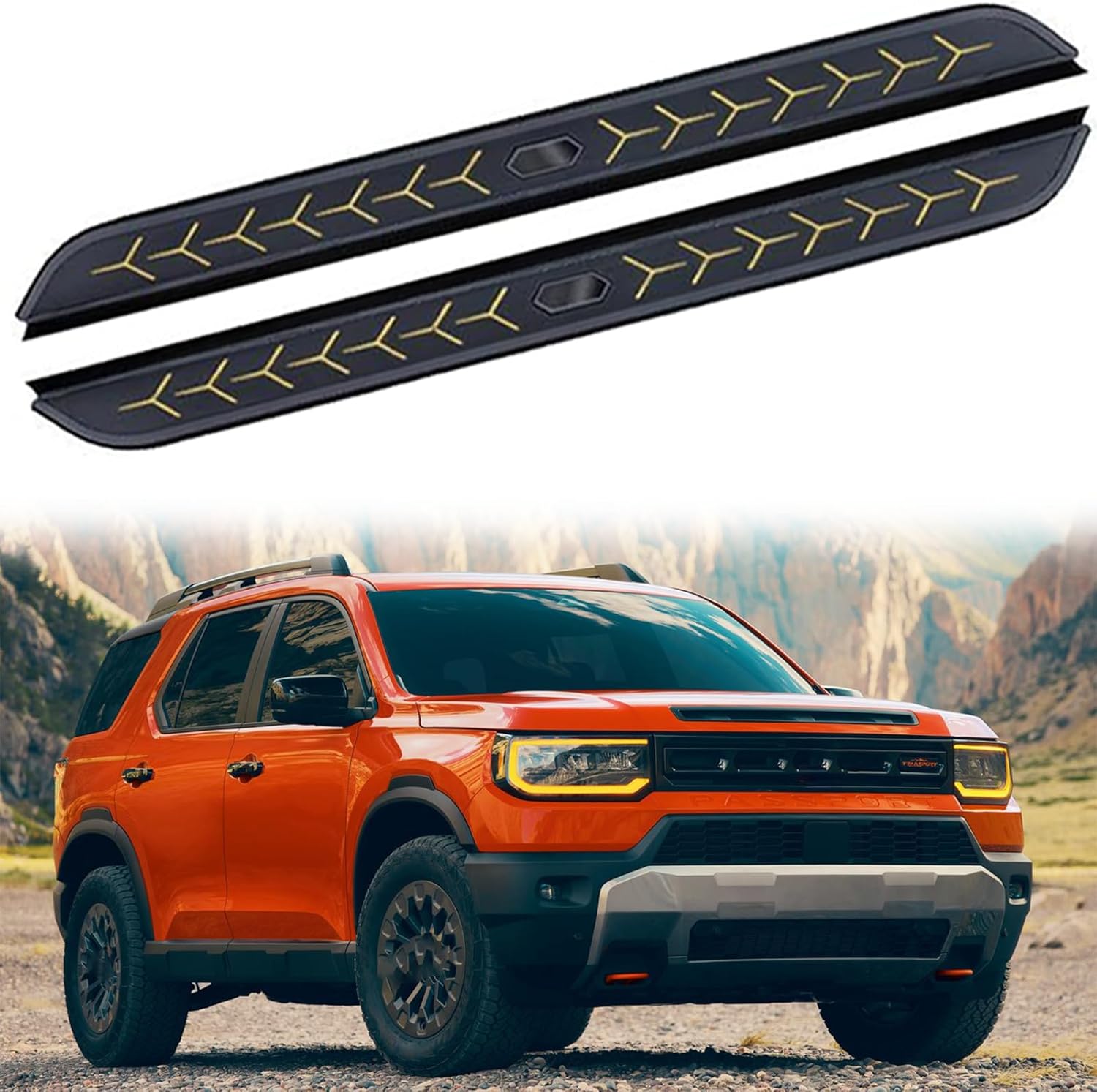 2 PCS Running Boards Fits for H Passport 2025 2026 Black Nerf Bar Side Steps