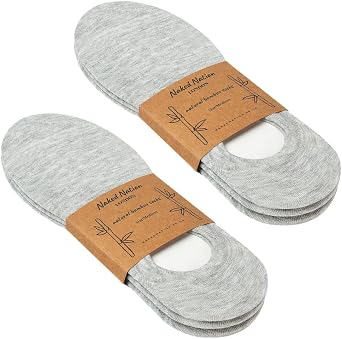 No Show Bamboo Socks - Non-Slip Design without Silicone, 6 Pairs, Super Soft & Breathable, Invisible Trainer Socks for Women & Men, Size 4-7 M / 8-11 L