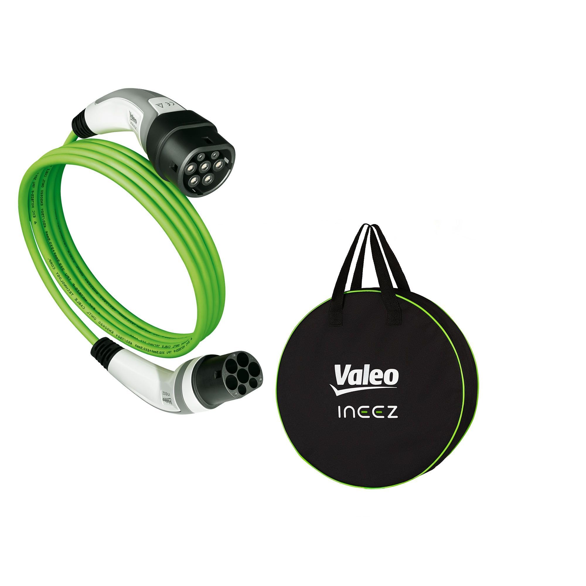 Valeo Ineez 652104 - Cavo di Ricarica per Veicoli elettrici o ibridi Plug-in con Borsa per Il Trasporto, Tipo 2 su Tipo 2-11 kW, 5 Metri