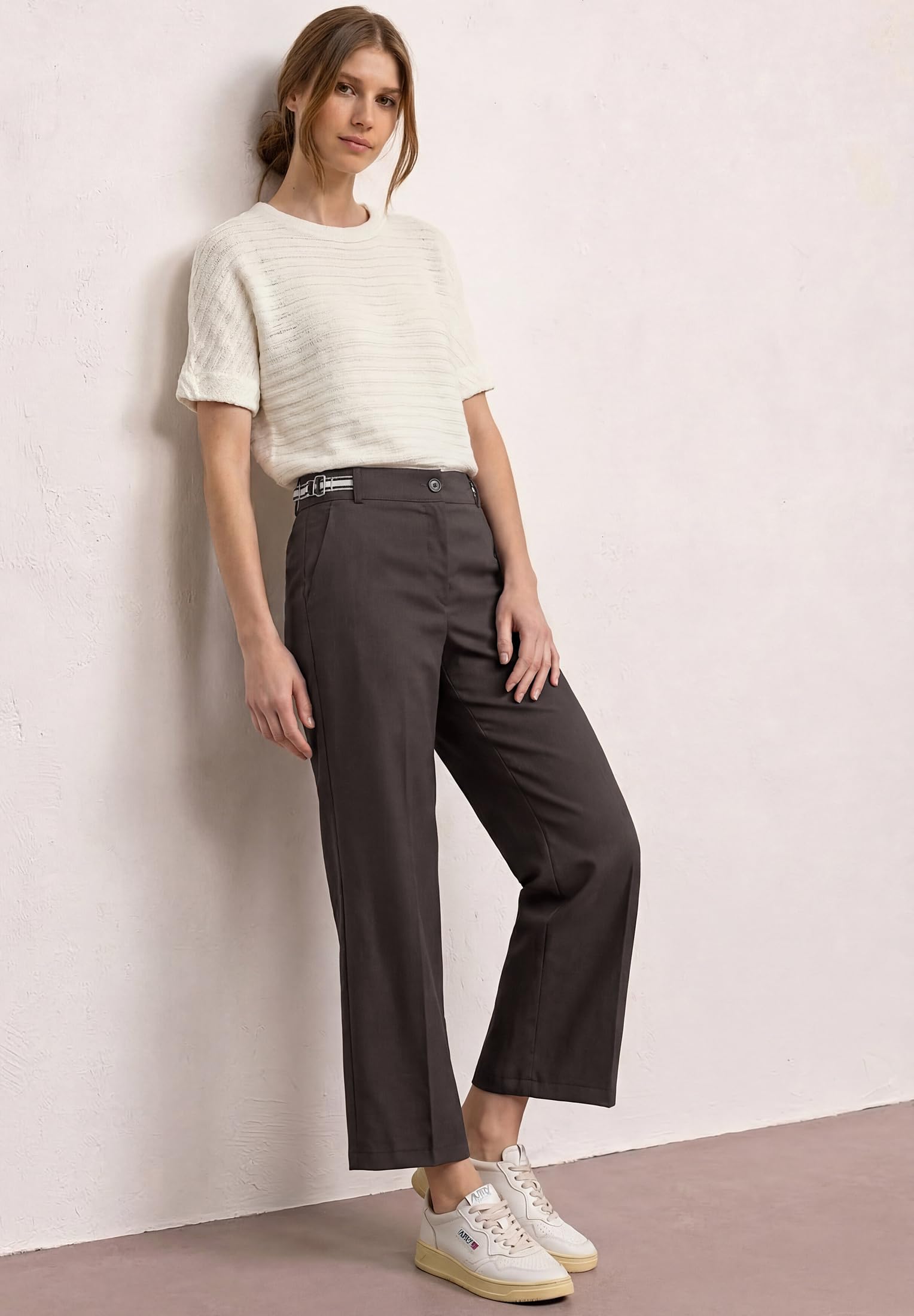 Street One Damen Straight Leg Hose mit Gürteldetails 3818207
