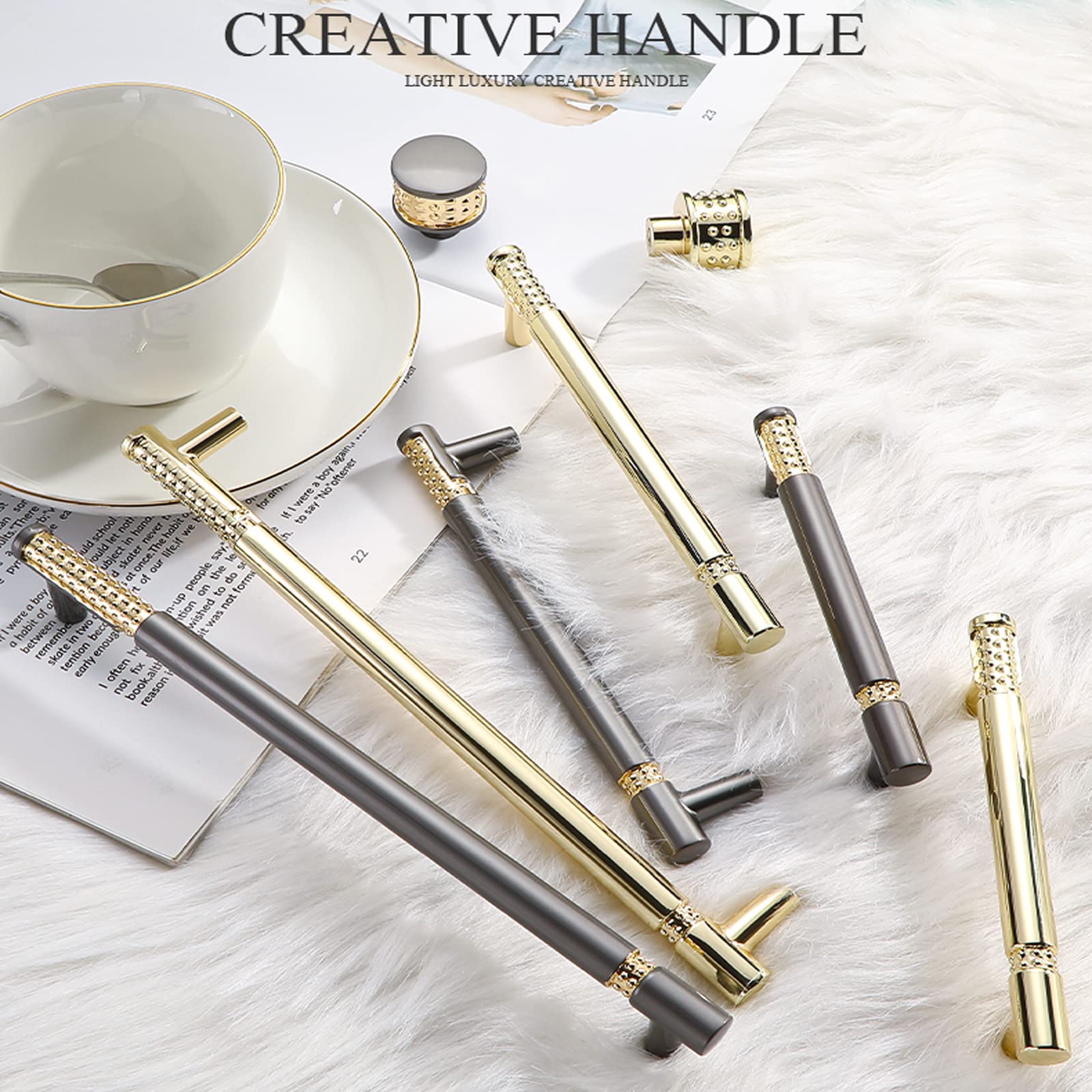 6 Pezzi Maniglie per Mobili da Cucina 96mm, Oro Maniglia per Cassetti Dorate Tiretti Cassetto Moderni in Lega di Zinco Maniglie Armadio Porte per Camera da Letto Guardaroba Comò
