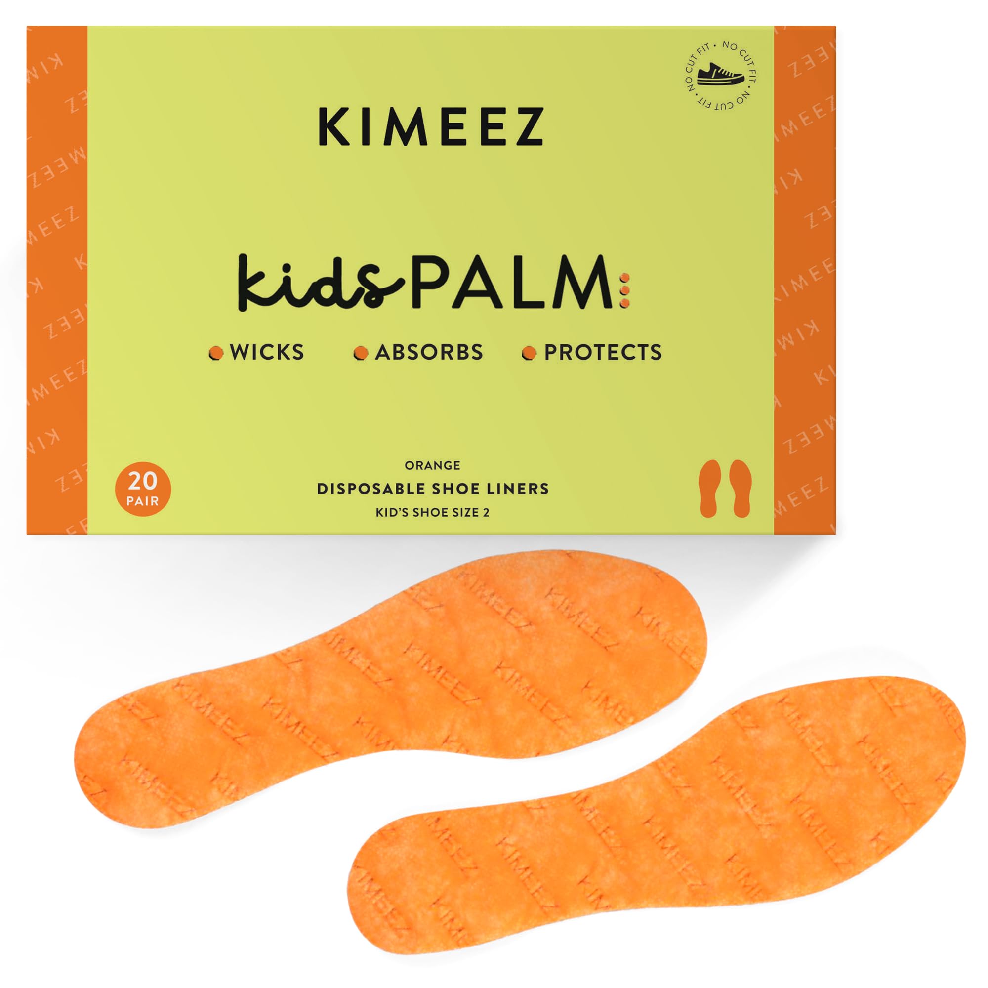 kidsPALM Disposable Insole Liner for Sweaty Feet Pre-Cut No Show Sock Insert for Kids No Slip, Seamless, No Stink, Barefoot Shoe Insert Ultra Thin Shoe Insole 20 Pairs (Kids US 2)