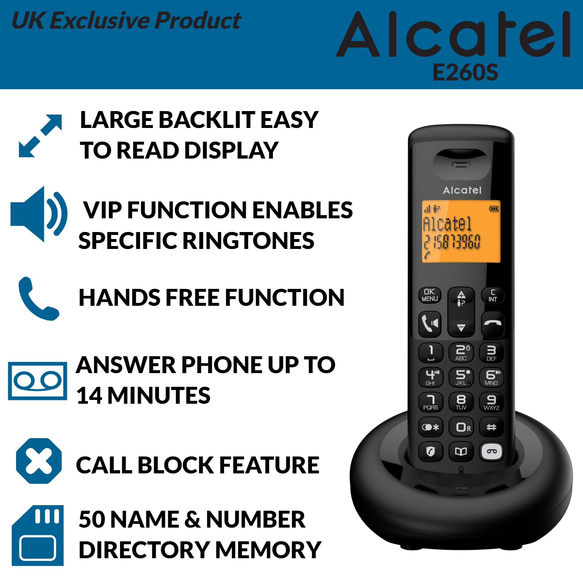 Alcatel E260 S.Voice Trio UK Noir