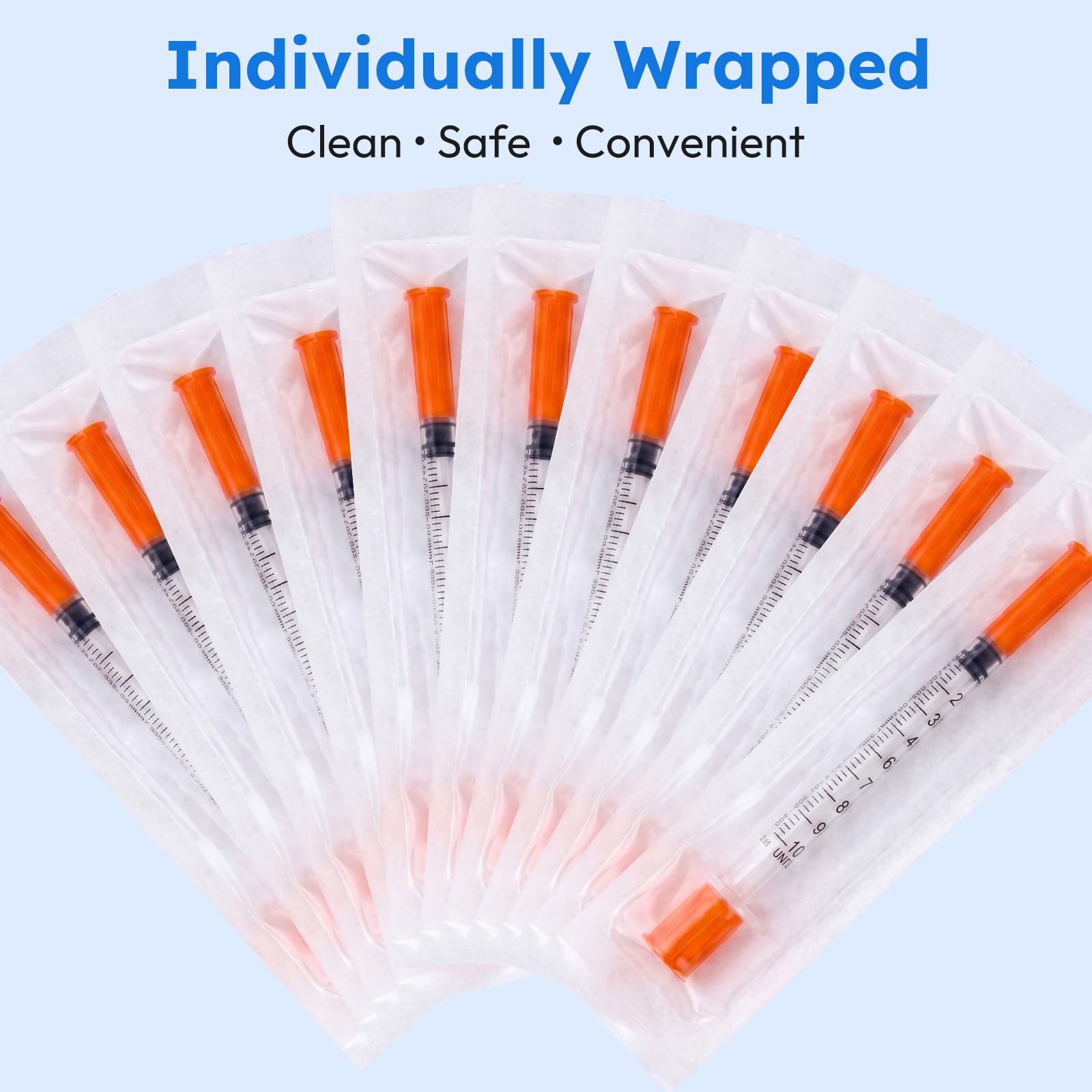 100 Pack U-100 30G 5/16" (8mm) 1 ml/cc Syringes, Orange Cap, 100/box — Amazon image 8