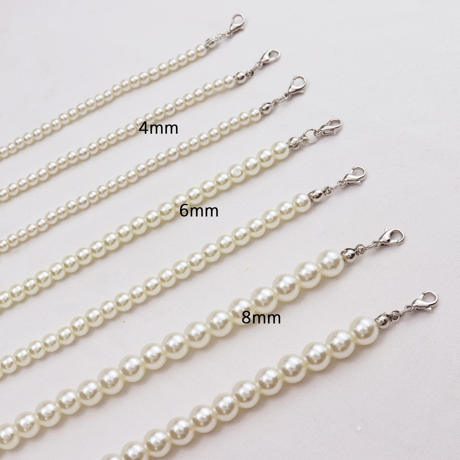 LIHELEI Collana di Perle, Perle d'imitazione Eleganteda 4/6/8 mm, Collana di Perle a Catena Lunga, Regalo per Collana Girocollo per Donne Ragazze, Collana Unisex di Perle - 38-75cm