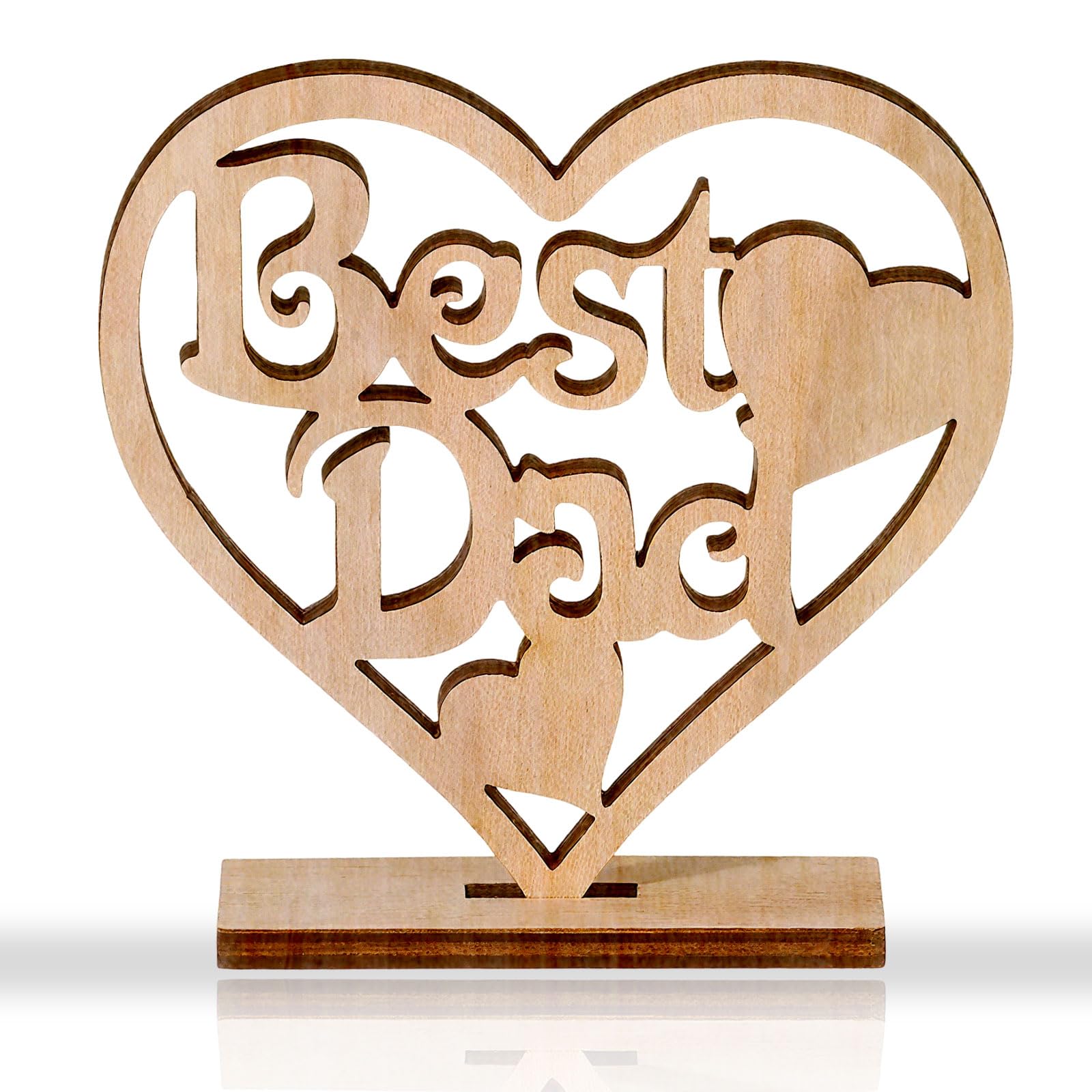 1 PCS Best Dad Fathers Day Decorations - Wooden Crafts Ornaments, Father's Day Plaque, Wooden Hanging Heart Fathers Day Decoration to Best Dad